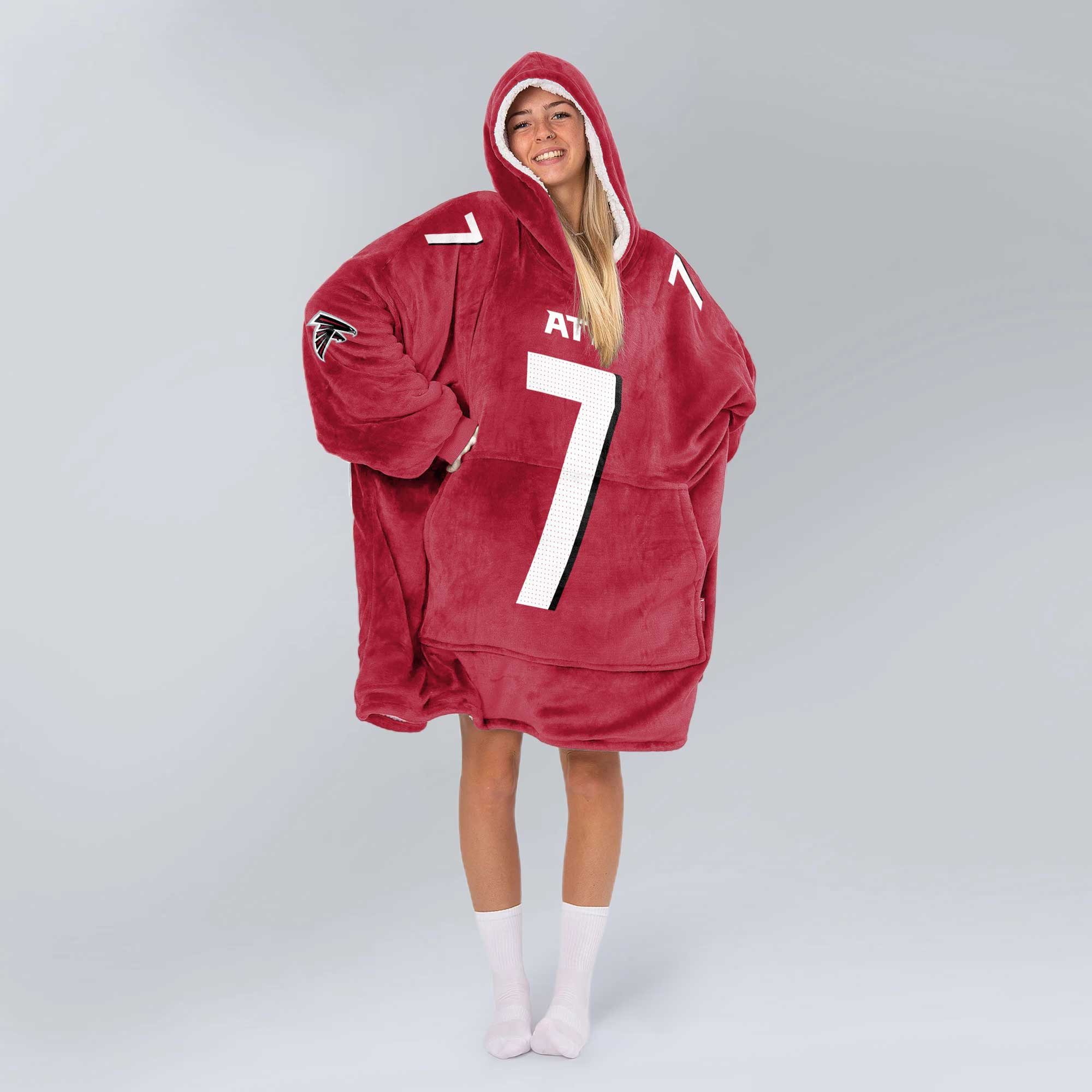 Adult 7 Atlanta Football Unisex Blanket Hoodie