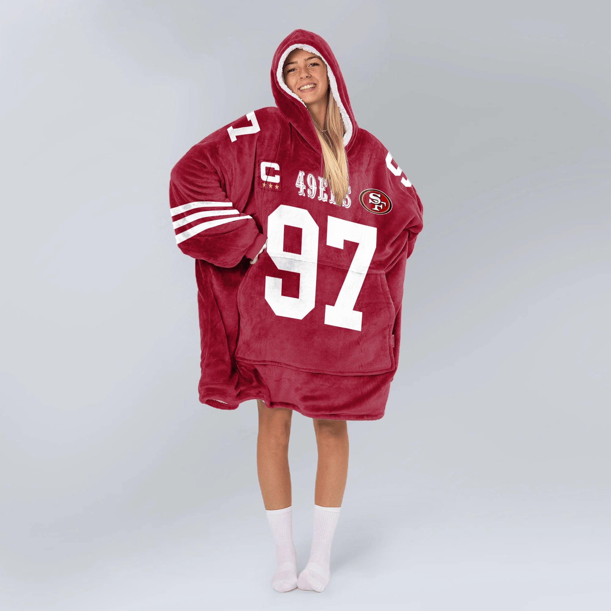Adult N.B 97 Captain San Francisco 49ers Football Unisex Blanket Hoodie