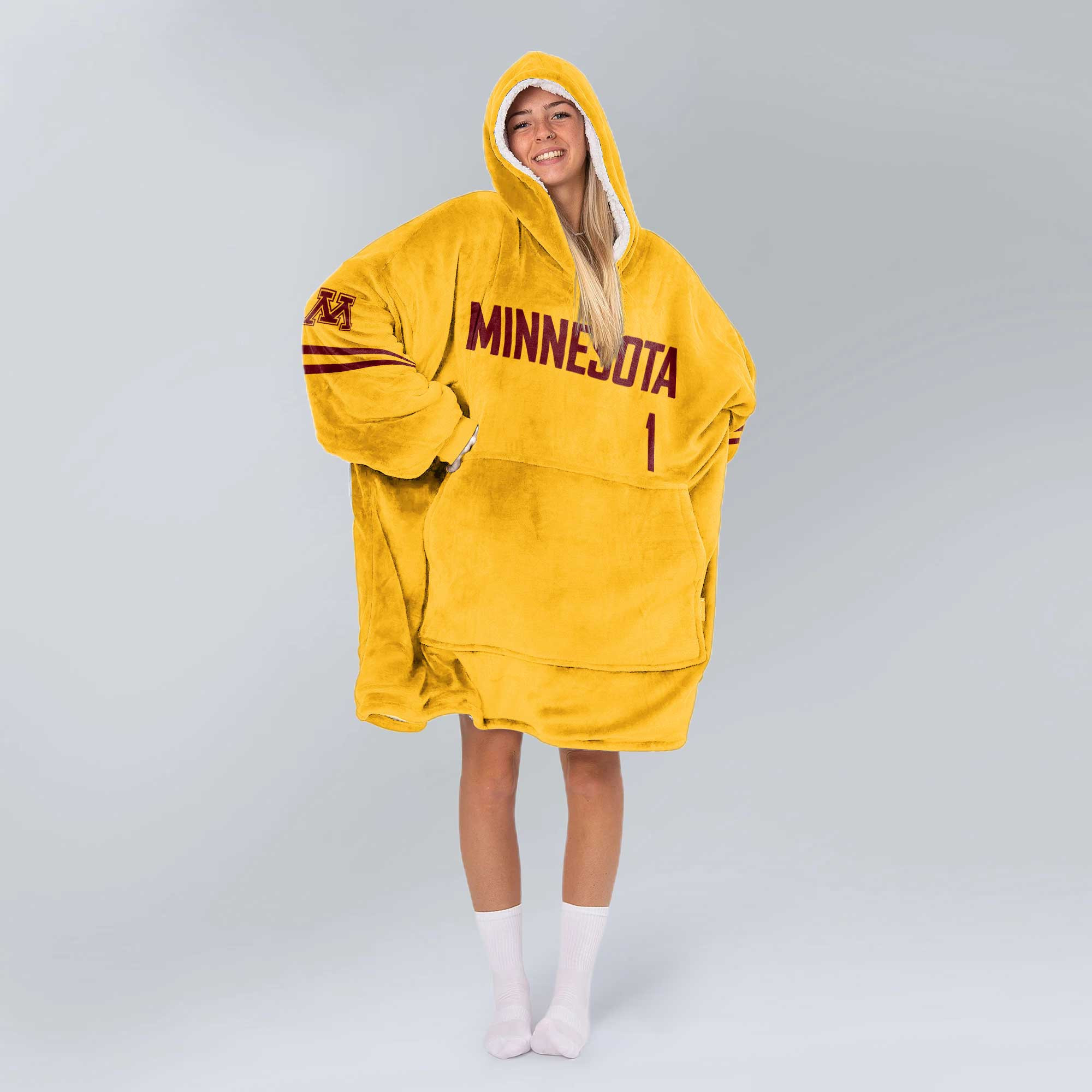 Adult 1 Minnesota Football Unisex Blanket Hoodie