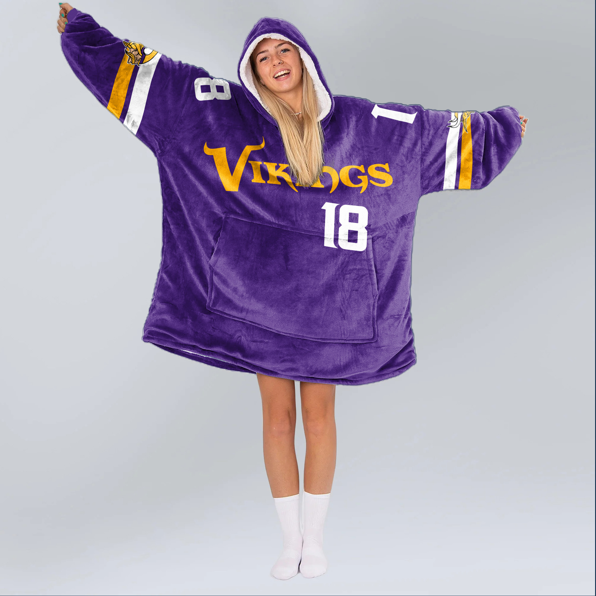 Adult JJ 18 Minnesota Football Unisex Blanket Hoodie