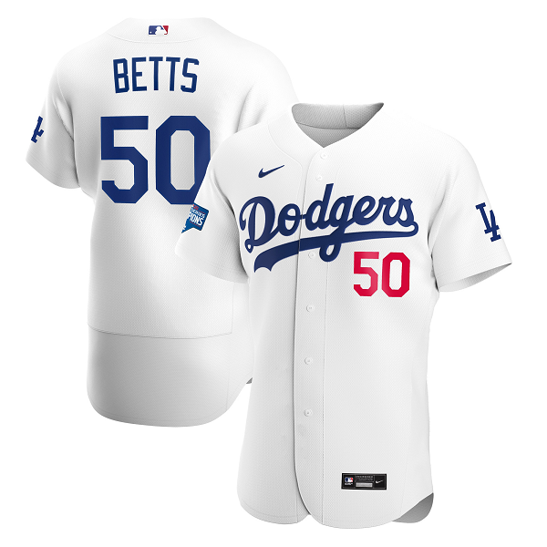 Mookie Betts Los Angeles Dodgers  2020 World Series Champions Home Player MLB Jersey - White