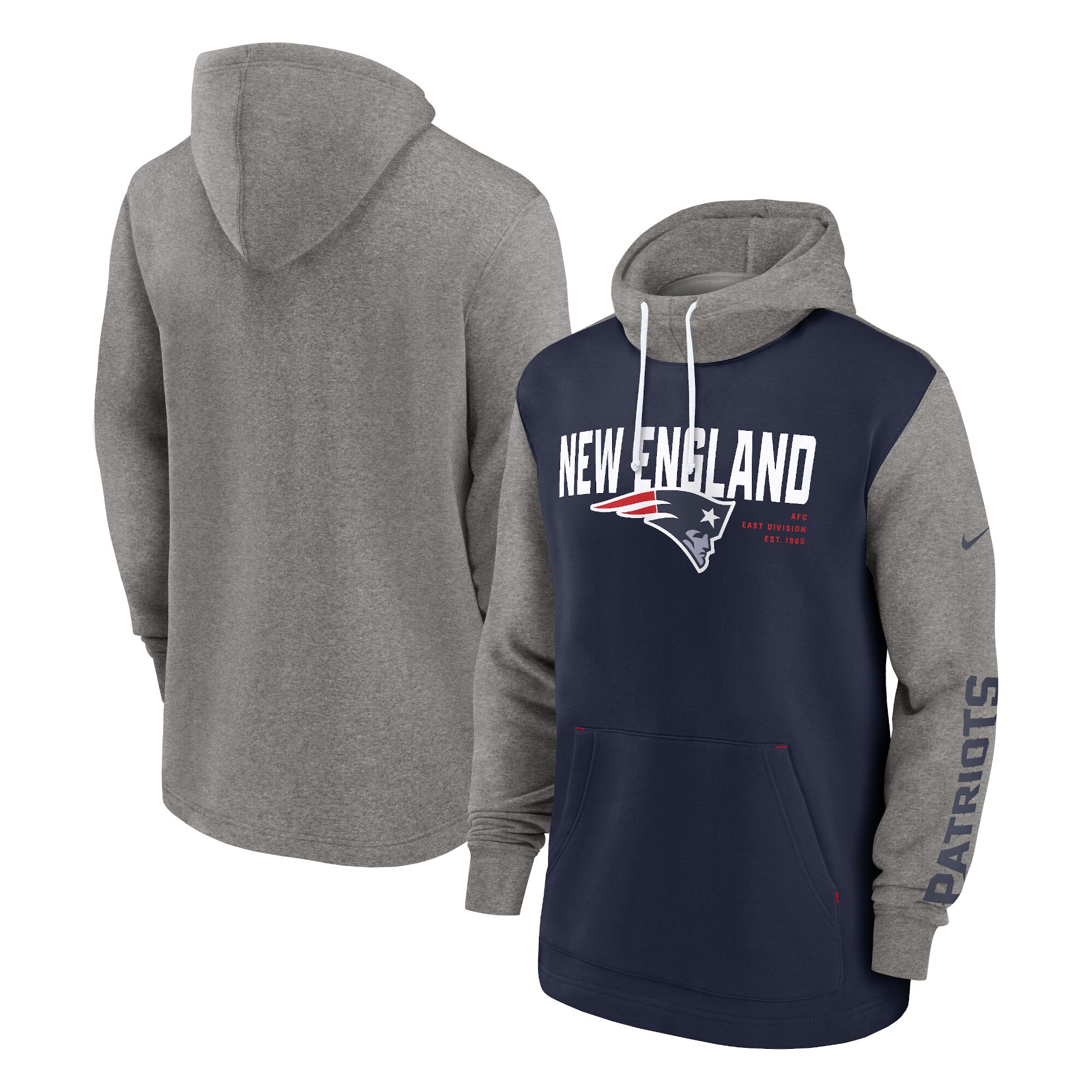 New England Patriots Fashion Color Block Pullover Hoodie - Navy