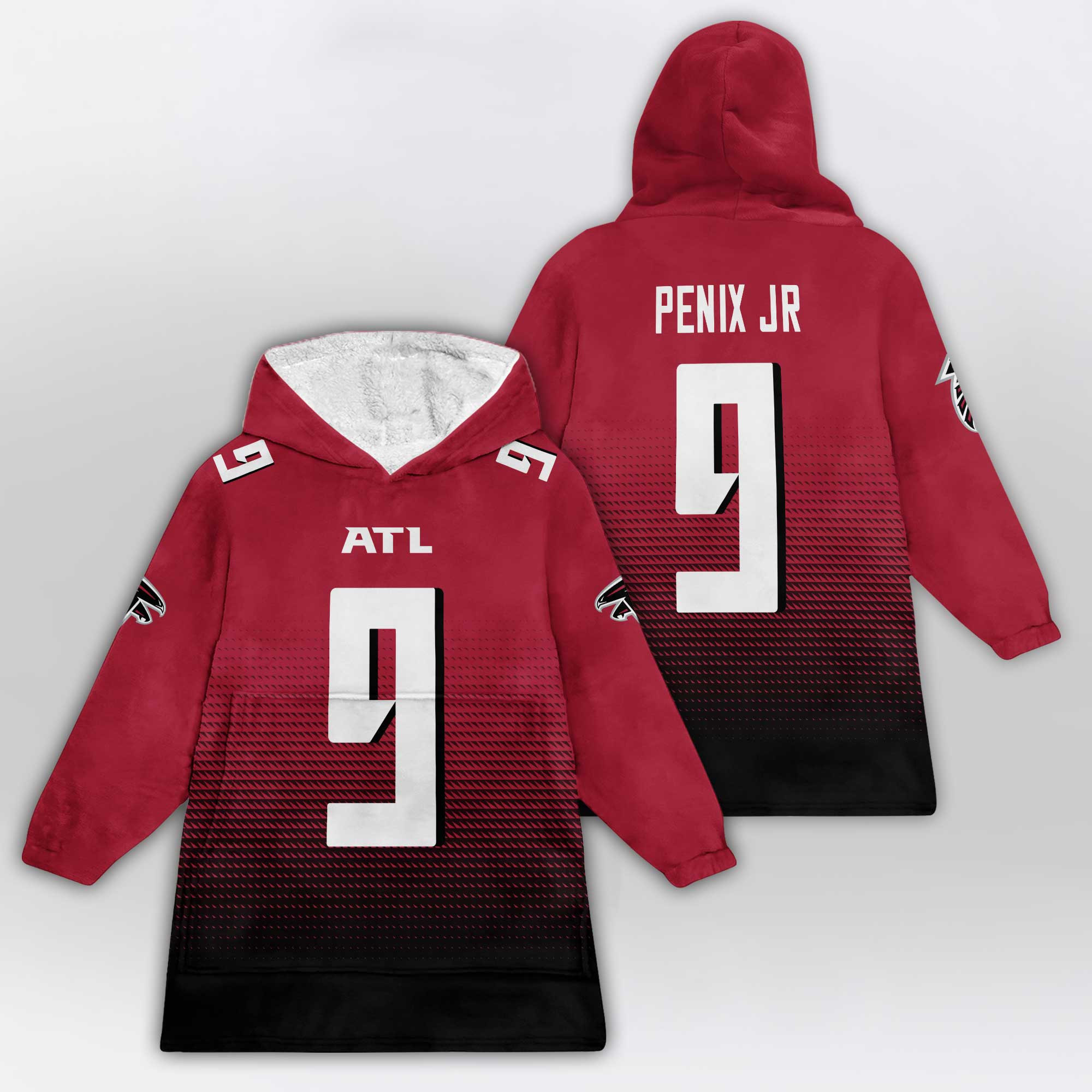 Adult 9 Atlanta Football Unisex Blanket Hoodie