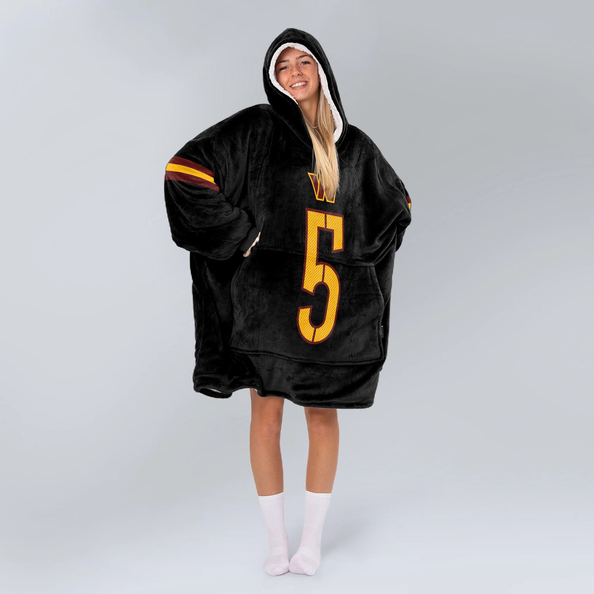 Adult 5 Washington Football Unisex Blanket Hoodie