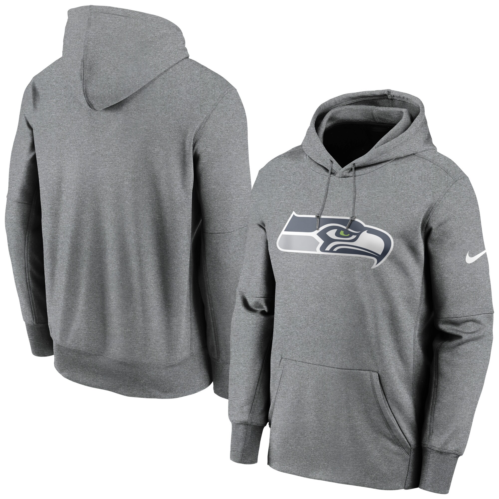 Seattle Seahawks Primary Logo Therma Pullover Hoodie - Heathered Charcoal