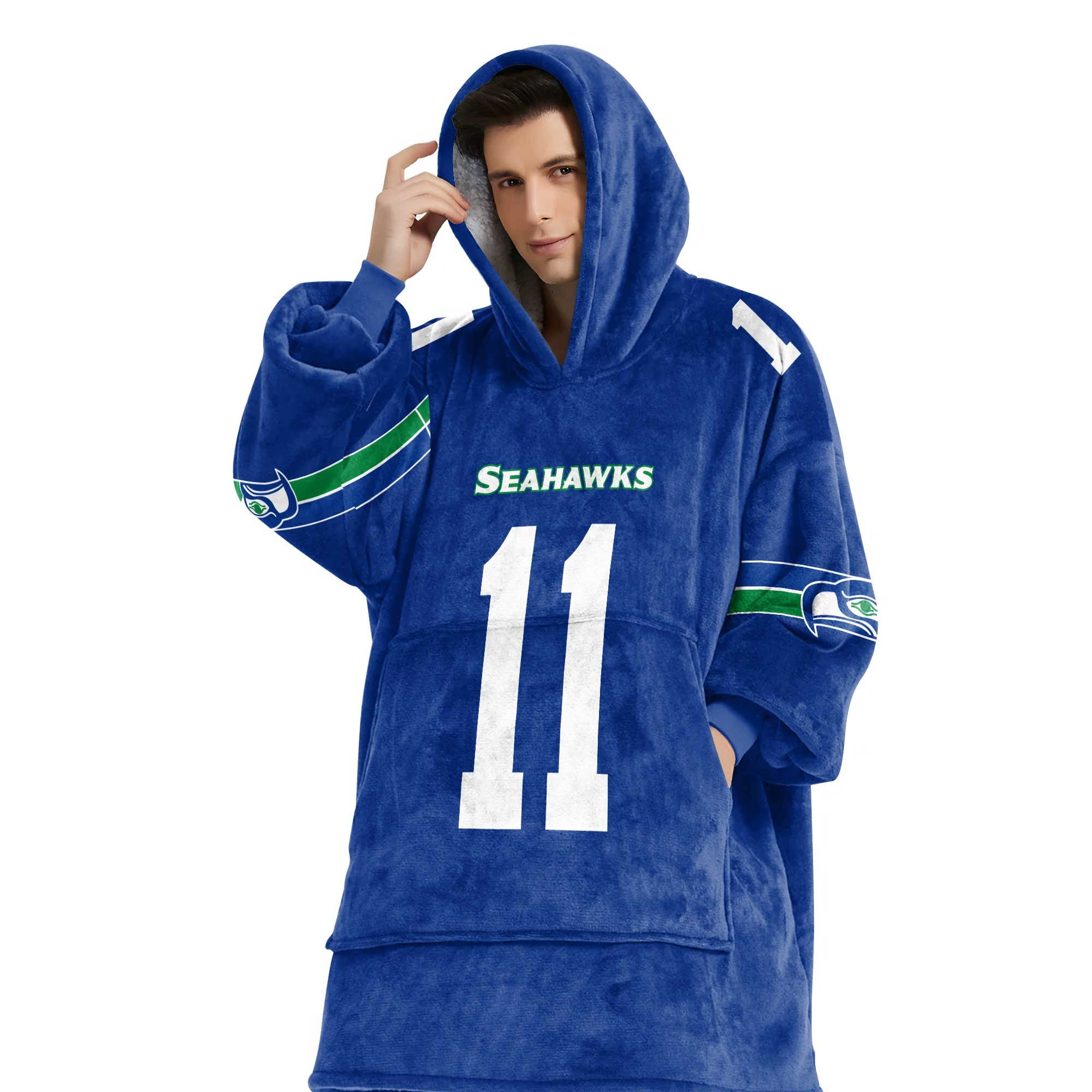 Adult 11 Seattle Football Unisex Blanket Hoodie