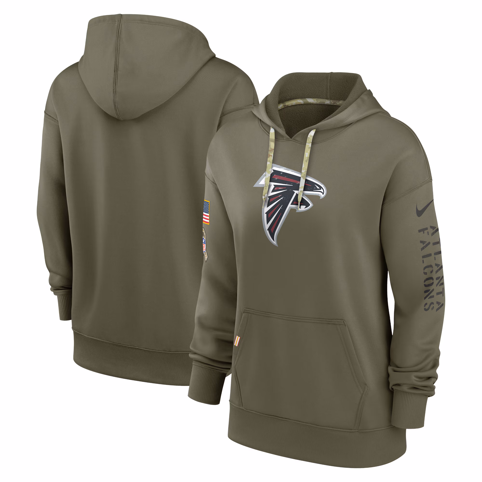 Atlanta Falcons Women's 2022 Salute To Service Performance Pullover Hoodie - Olive