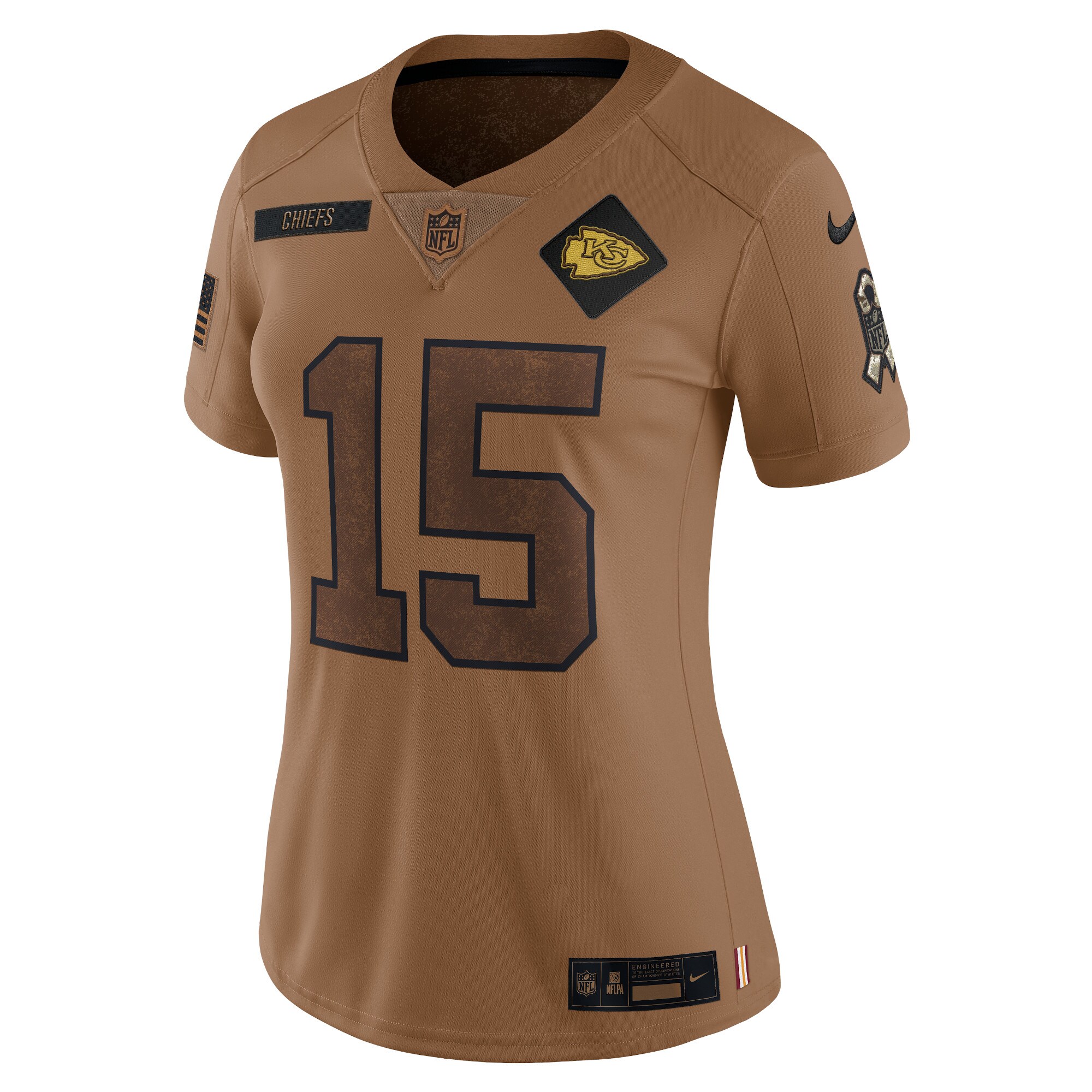 Patrick Mahomes Kansas City Chiefs  Women's 2023 Salute To Service Limited Jersey - Brown