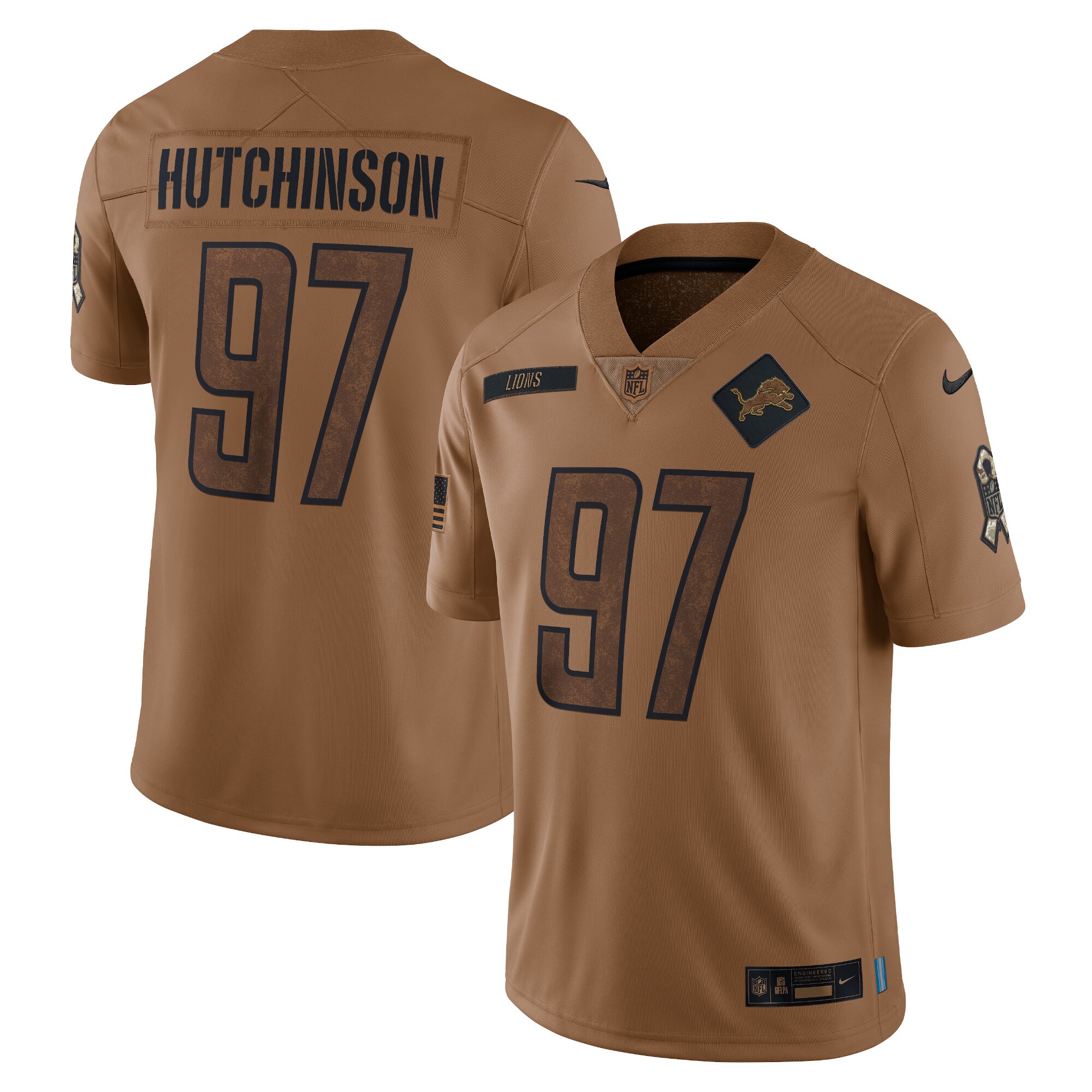 Aidan Hutchinson Detroit Lions  2023 Salute To Service Limited Jersey - Brown