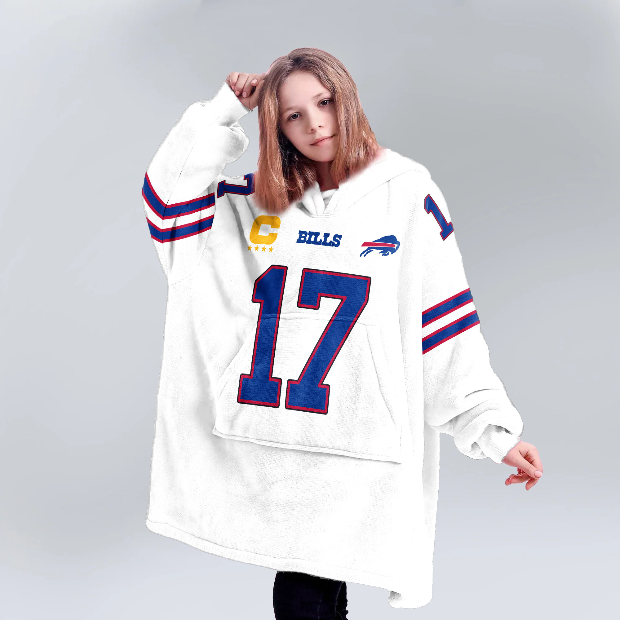 Kid Captain J.A 17 Buffalo Football Unisex Blanket Hoodie
