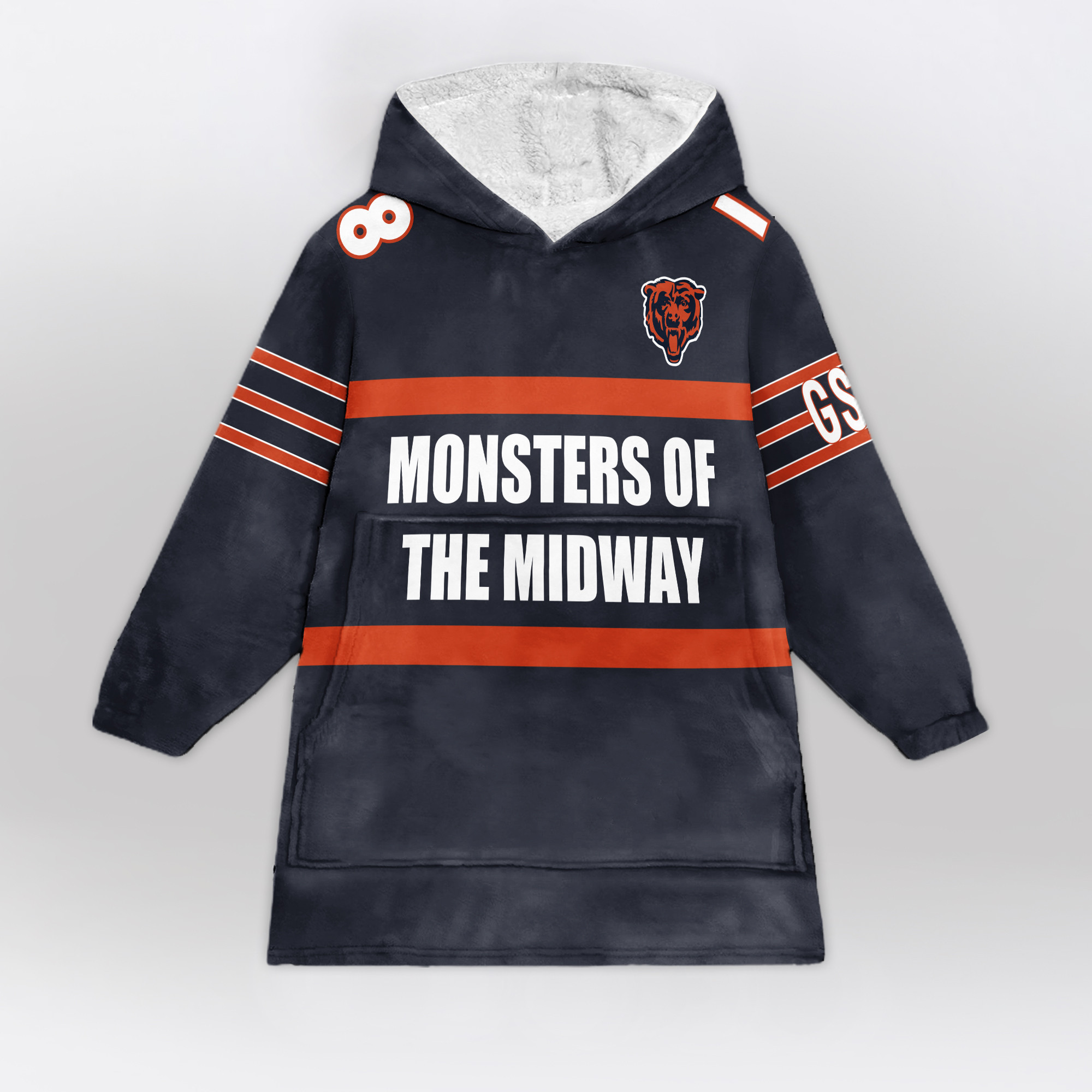 Adult Monsters Of The Midway 18 Chicago Football Unisex Blanket Hoodie