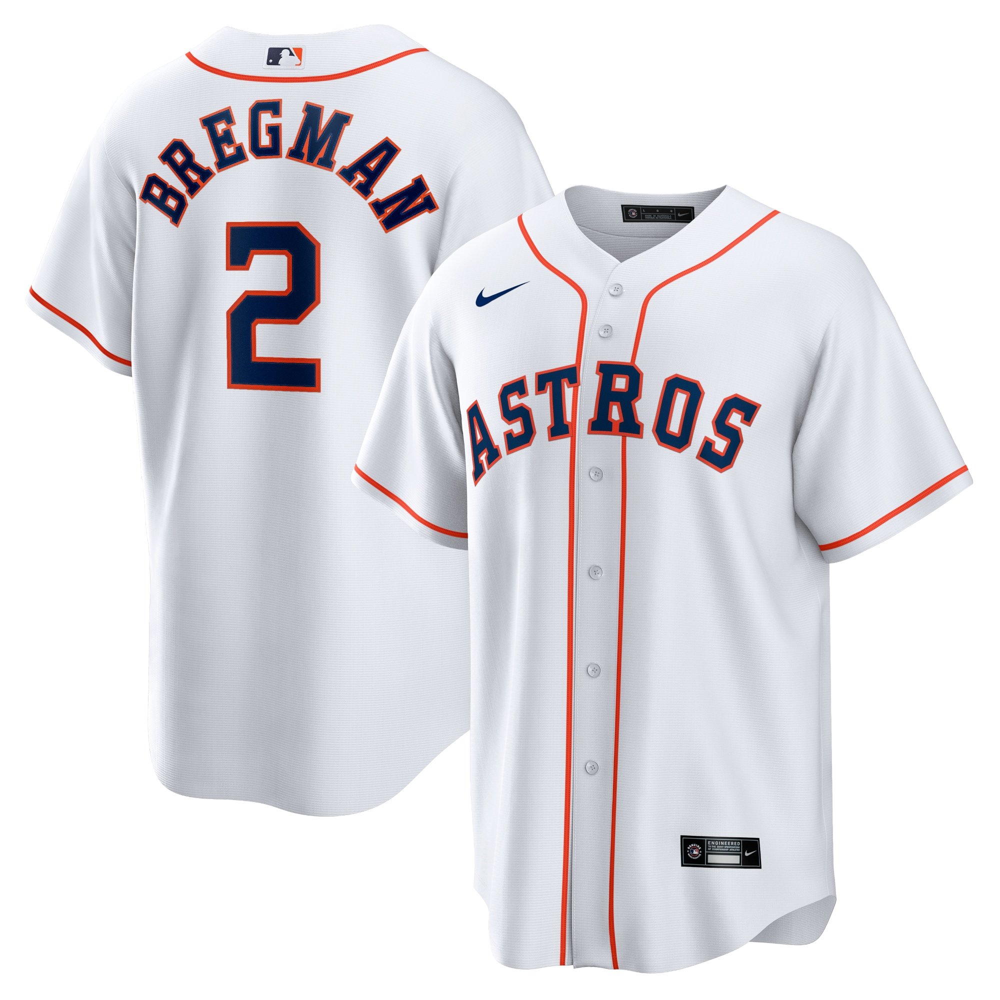 Men's Houston Astros Alex Bregman  White Home Replica Player Name Jersey