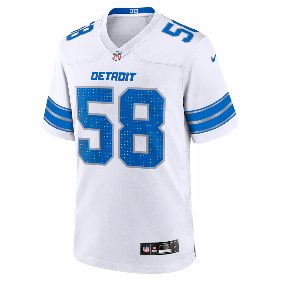 Men's Penei Sewell #58 White Detroit Lions Game Jersey