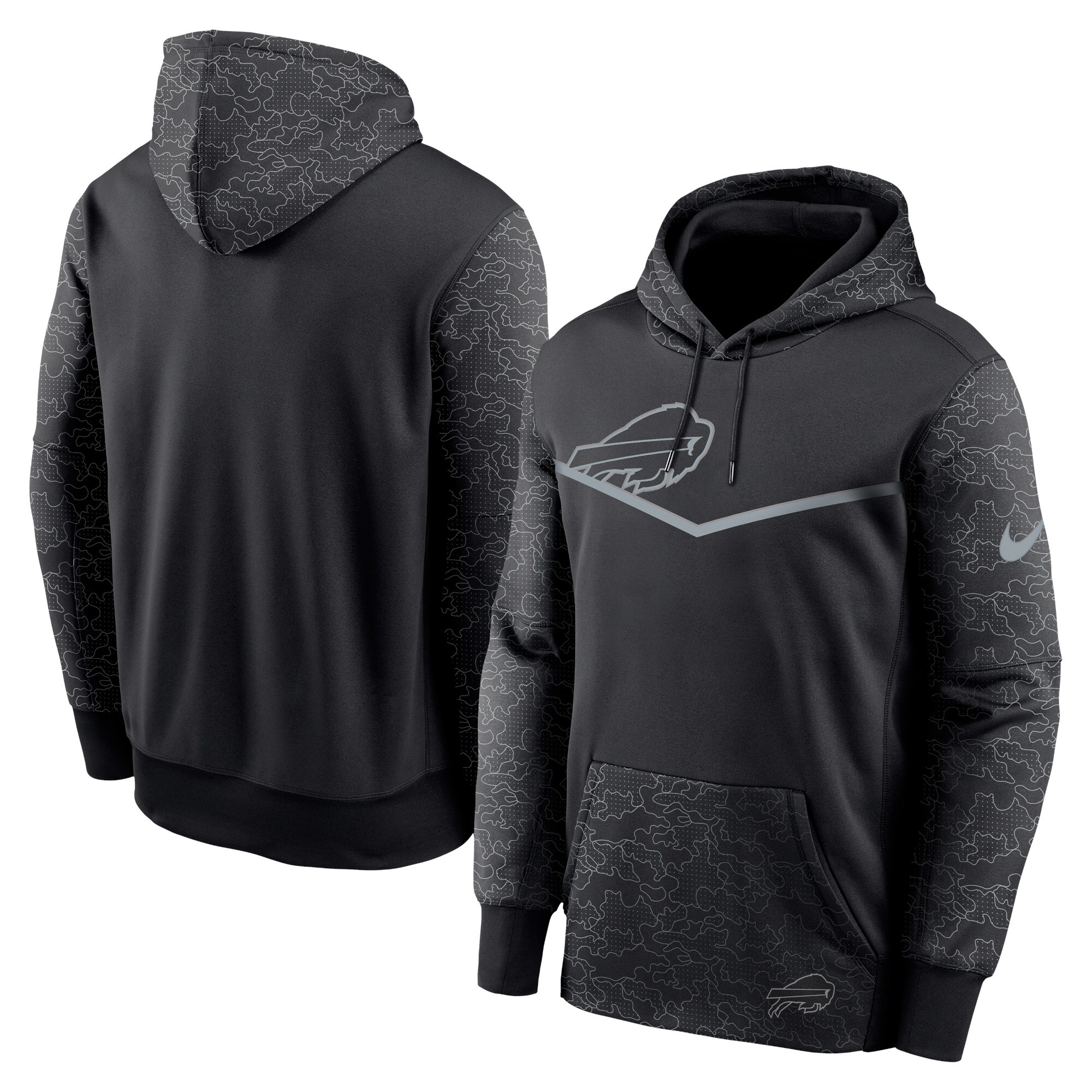 Buffalo Bills RFLCTV Chevron Pullover Hoodie - Black