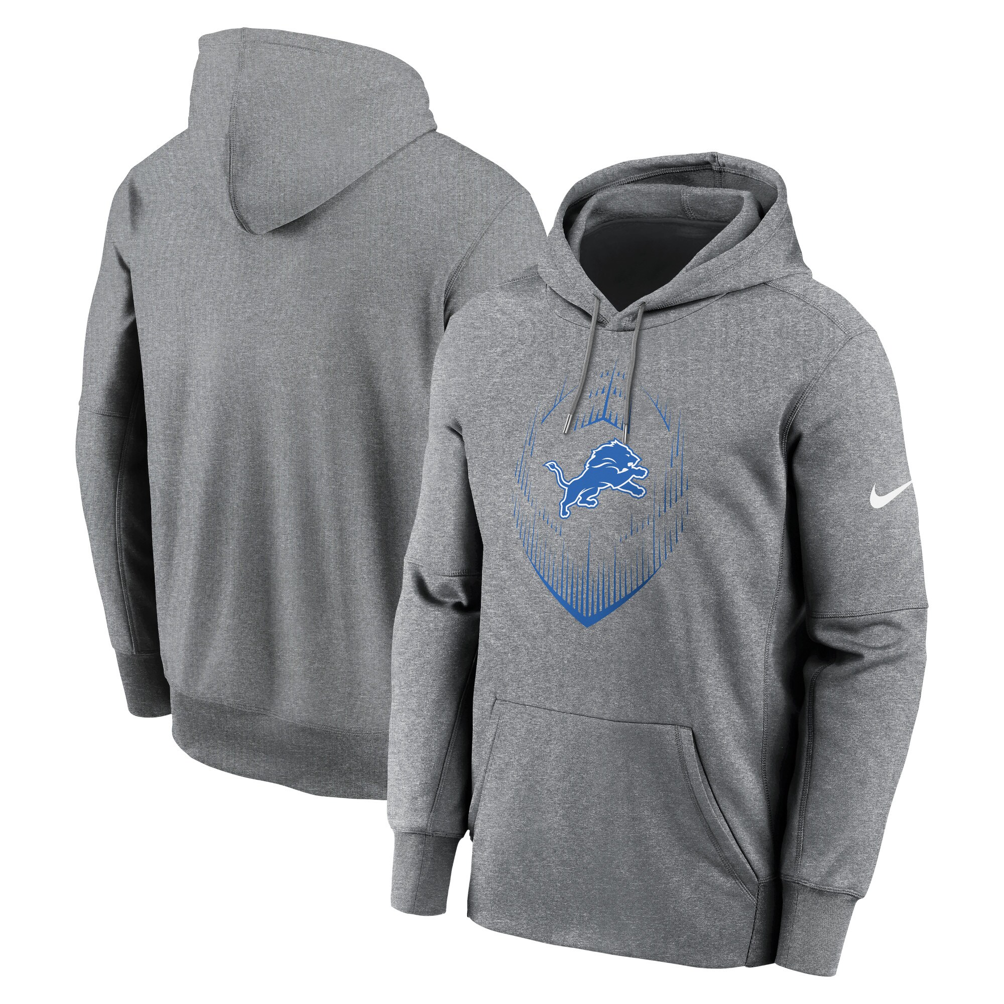 Detroit Lions Icon Performance Pullover Hoodie - Heather Gray