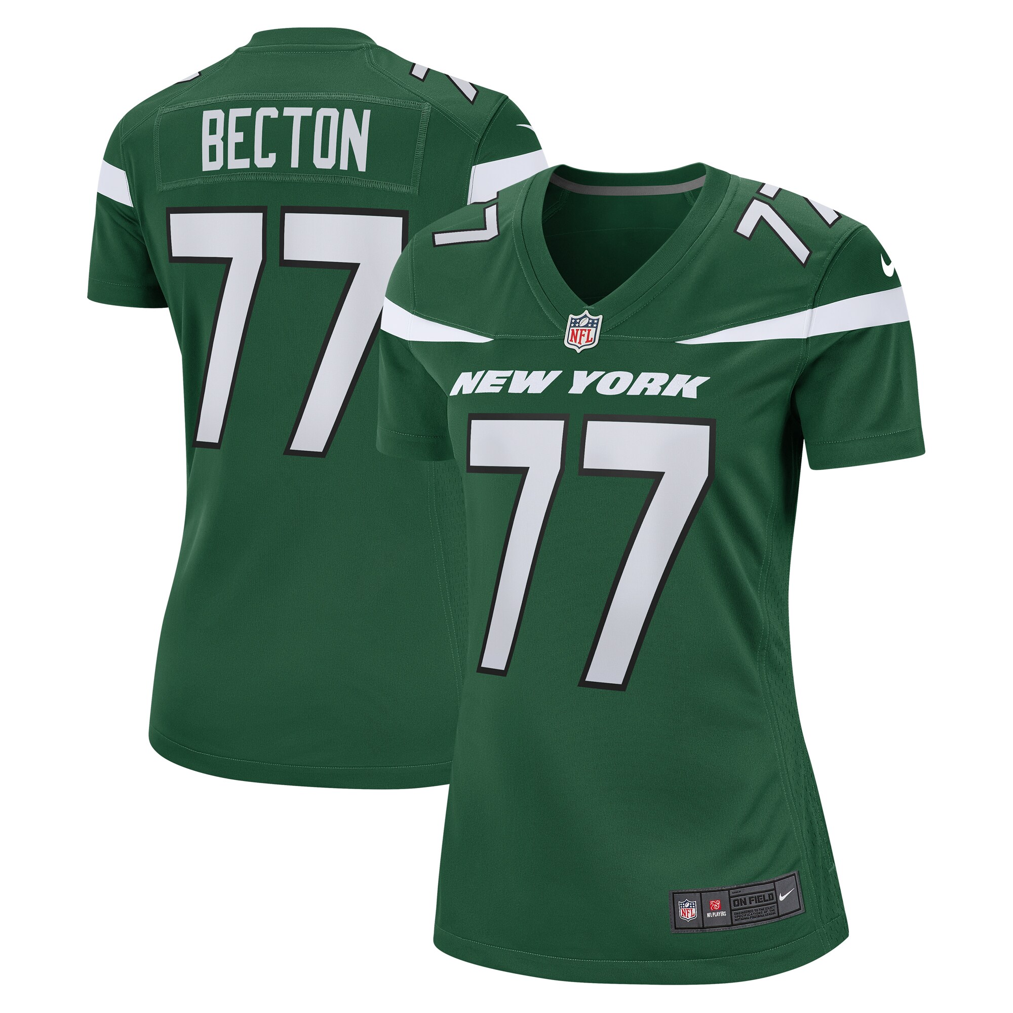 Mekhi Becton New York Jets  Women's Game Jersey - Gotham Green