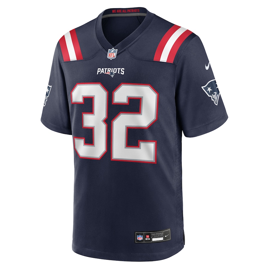 Men's TreVeyon Henderson #32 Navy New England Patriots 2025 NFL Draft Game Jersey