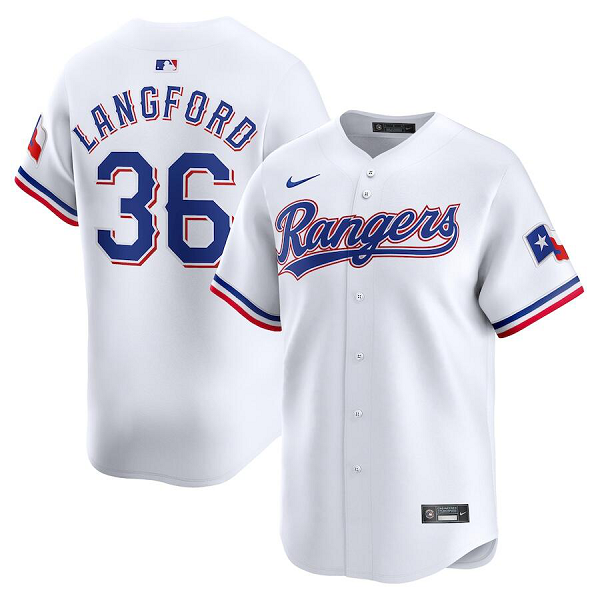 Men's Texas Rangers #36 Wyatt Langford  White 2024 Gold Collection Limited Player Jersey