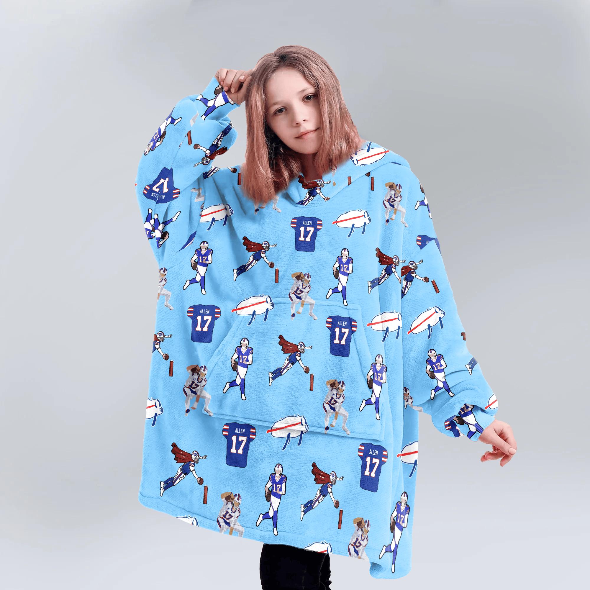 Pattern J.A 17 Buffalo Football Unisex Blanket Hoodie