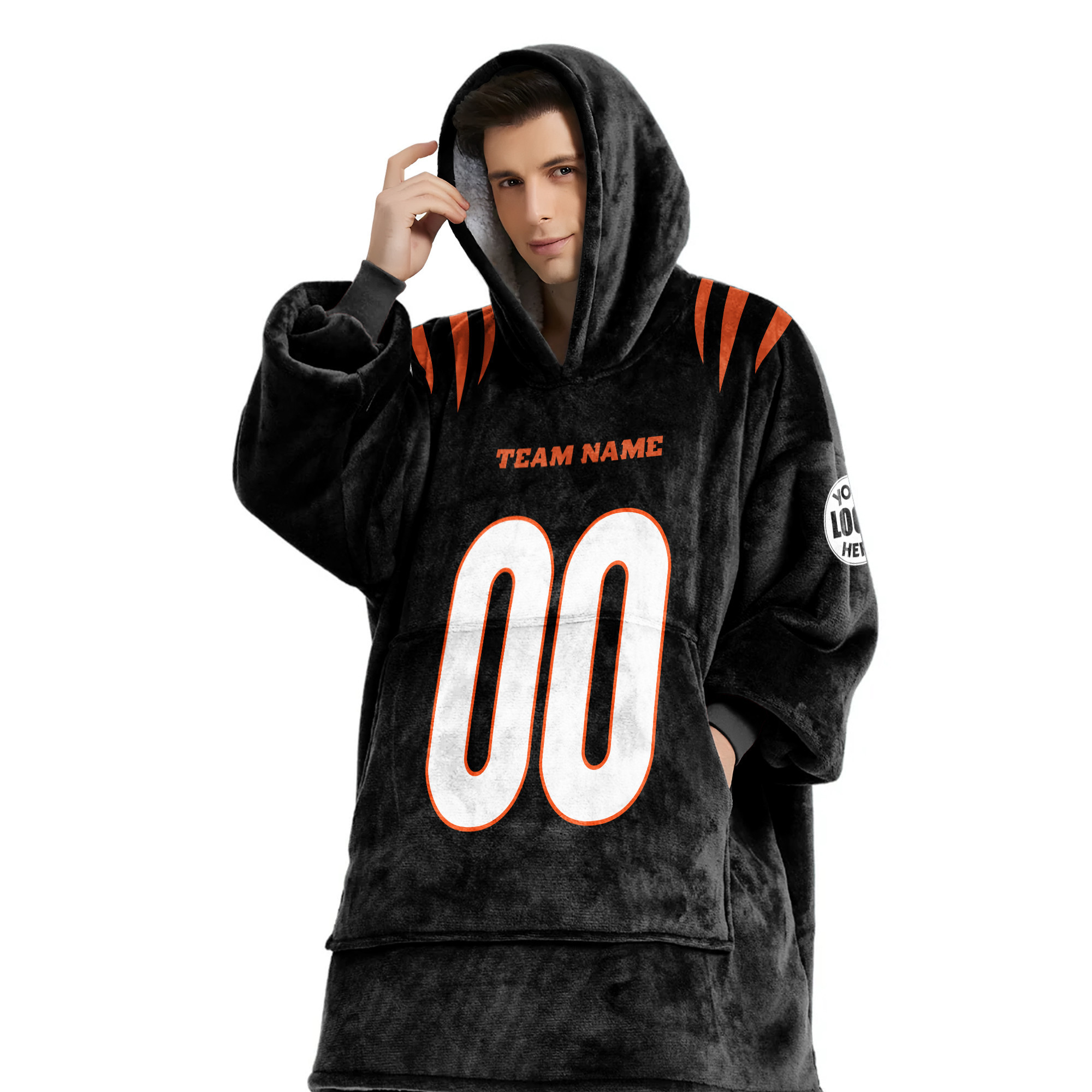 Adult Custom Blanket Hoodie Cincinnati Inspired Color