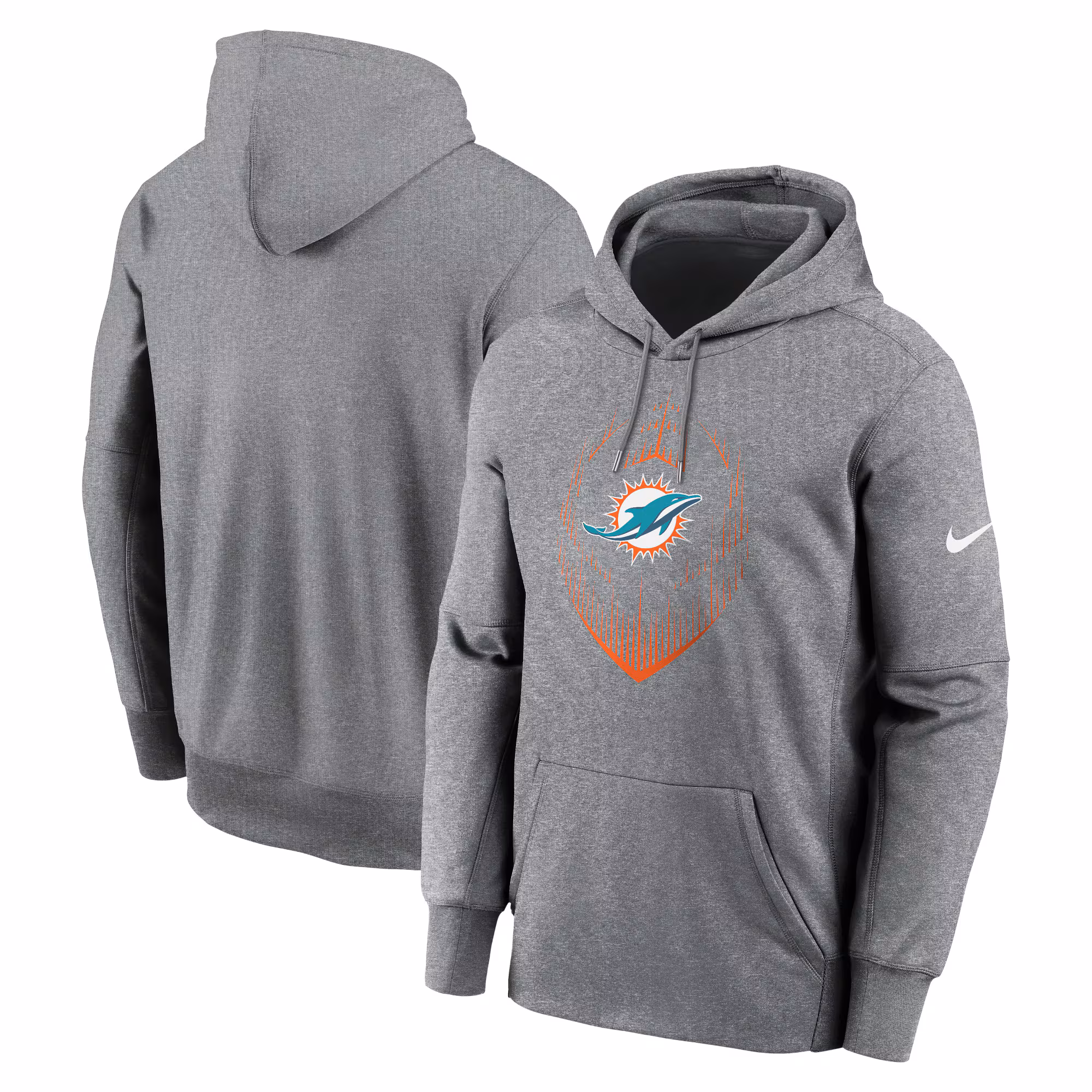 Miami Dolphins Icon Performance Pullover Hoodie - Heather Gray