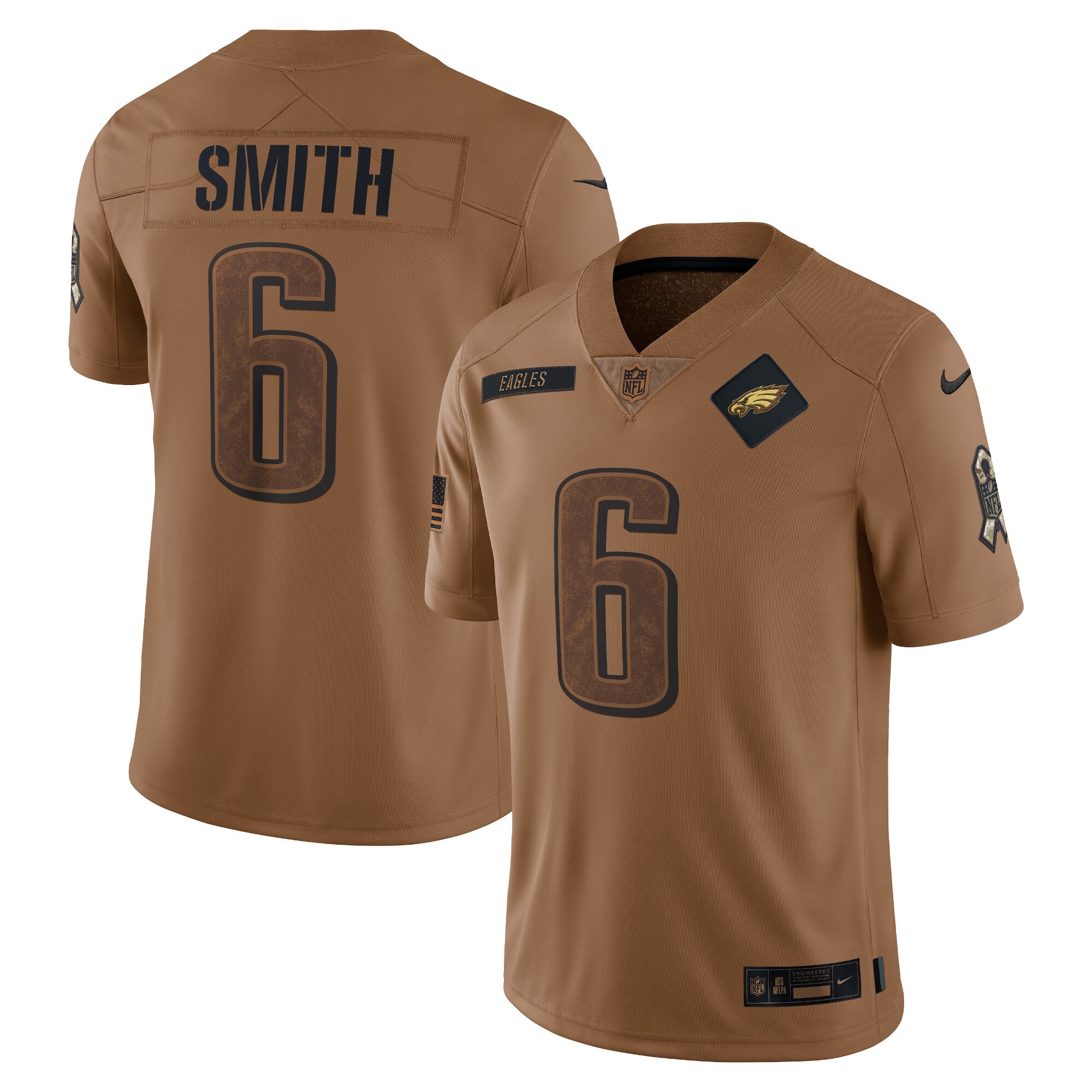 DeVonta Smith #6 Philadelphia Eagles  2023 Salute To Service Limited Jersey - Brown