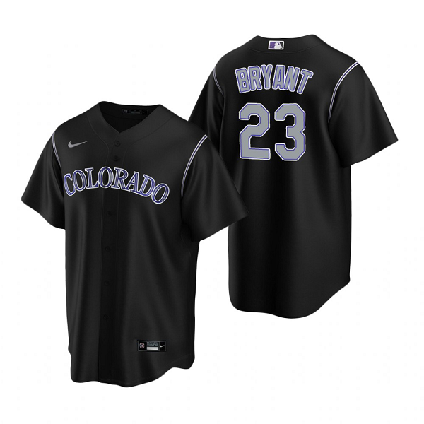 Men's  Colorado Rockies #23 Kris Bryant  Black Replica Alternate MLB Cool Base Jersey