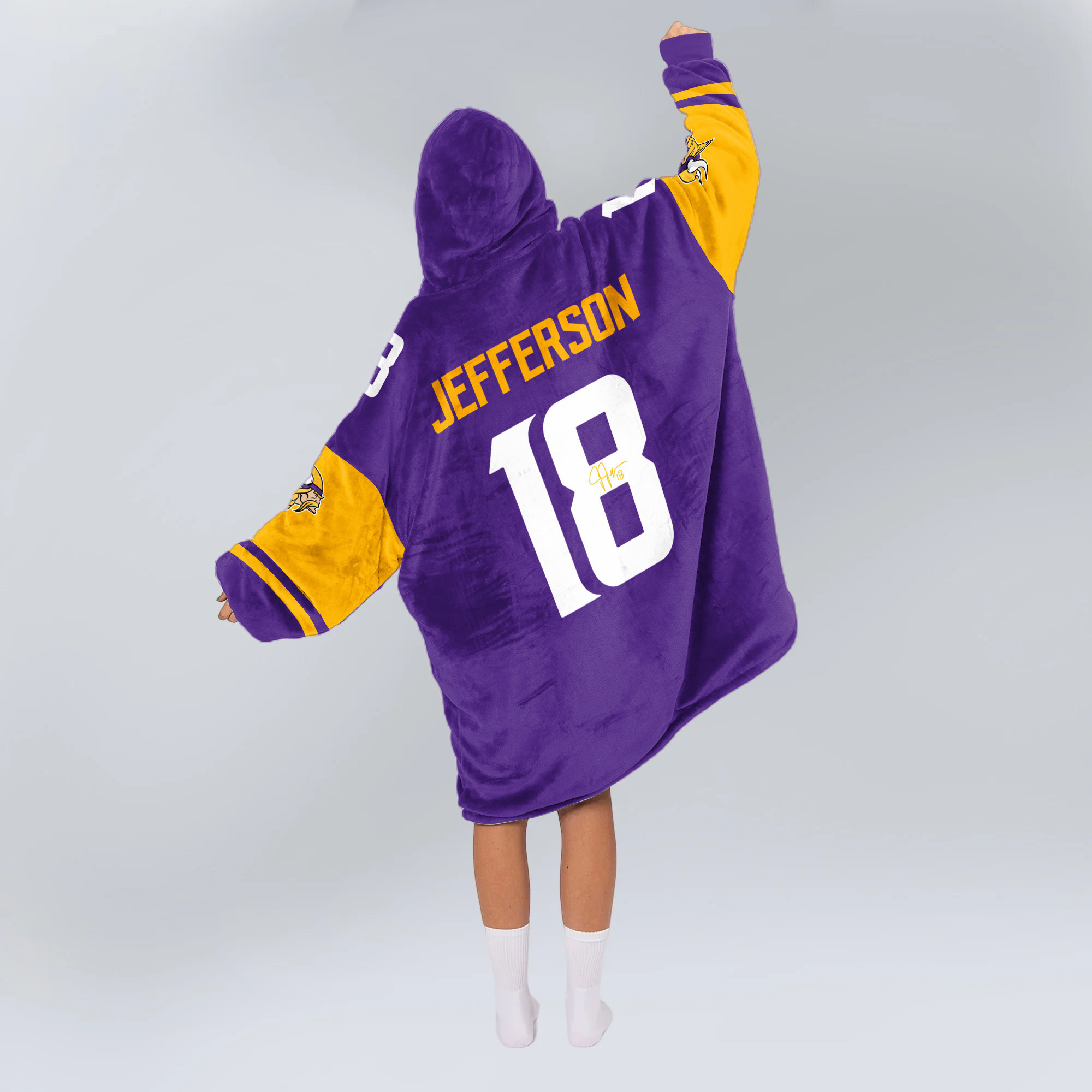 Adult JJ 18 Minnesota Football Unisex Blanket Hoodie