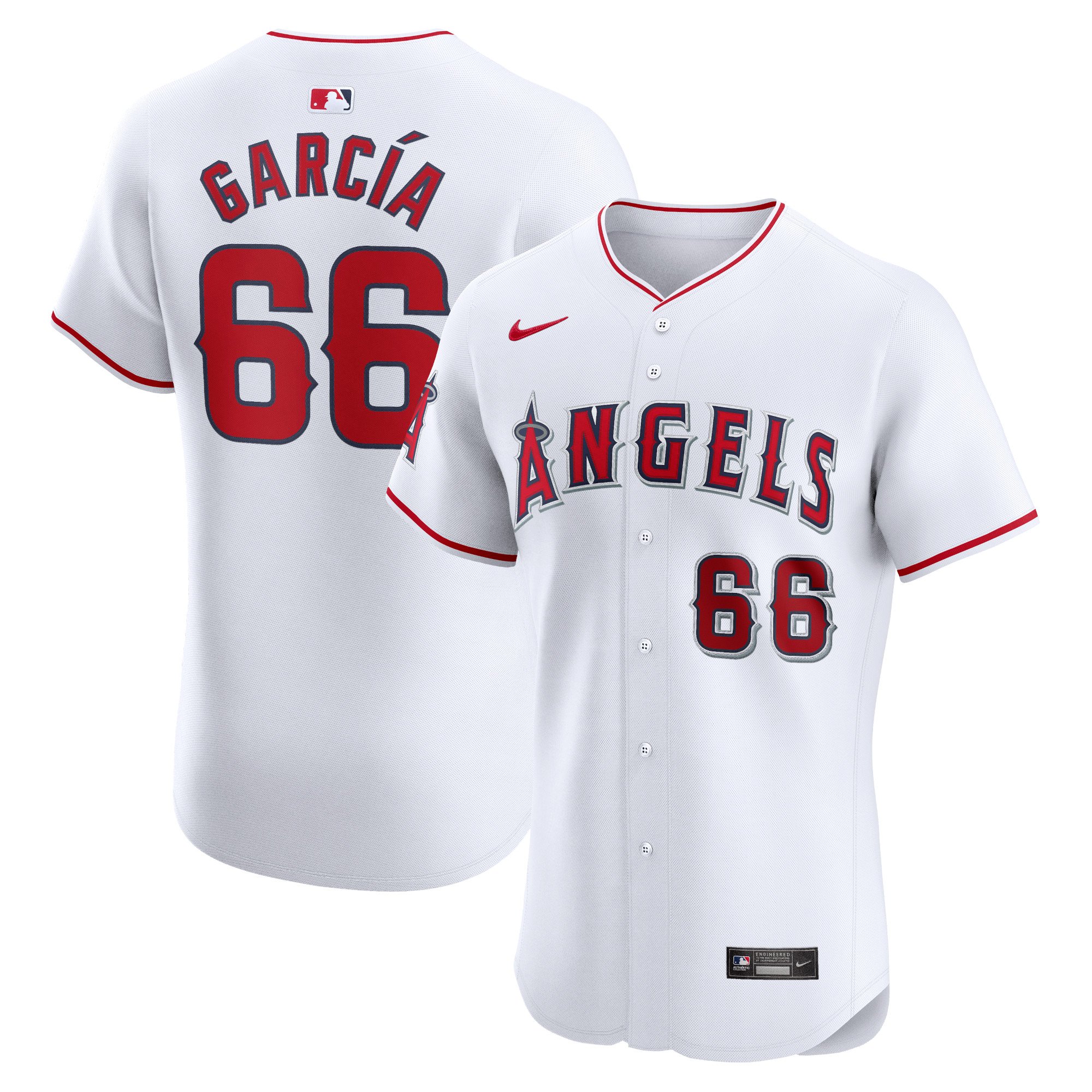 Men's Los Angeles Angels Luis Garcia  White Home Elite Player Jersey