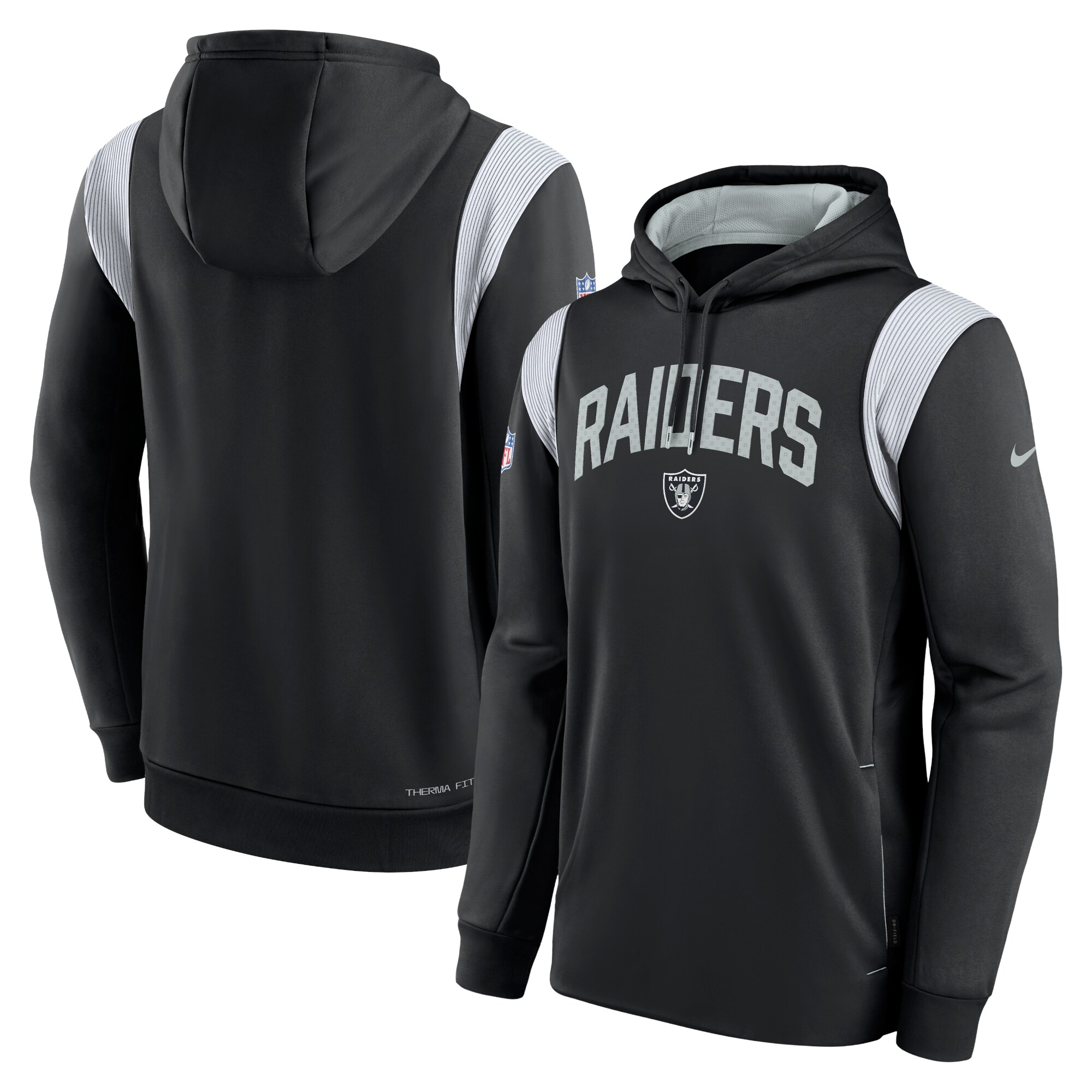 Las Vegas Raiders Sideline Athletic Stack Performance Pullover Hoodie - Silver