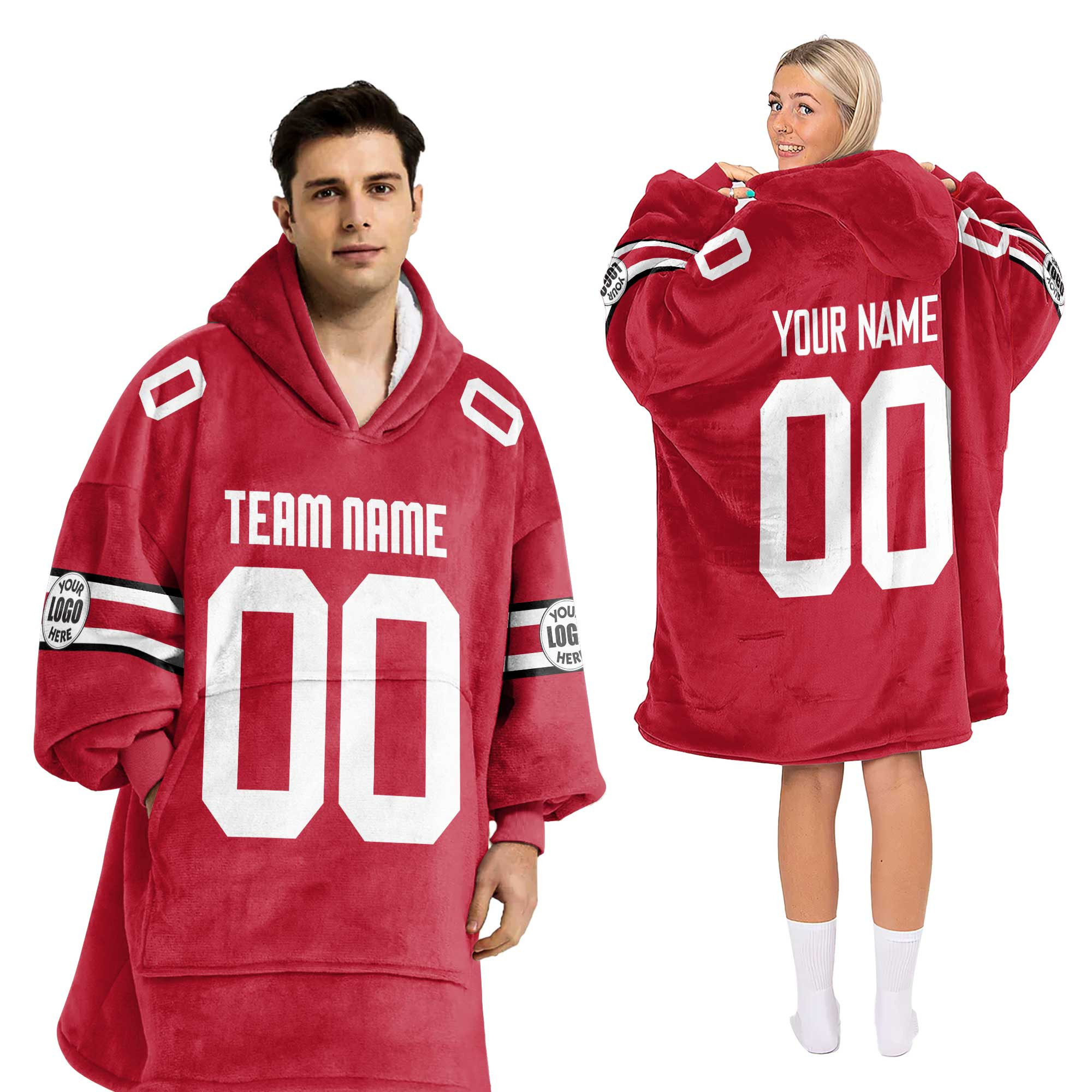 Adult Custom Blanket Hoodie Ohio State Inspired Color