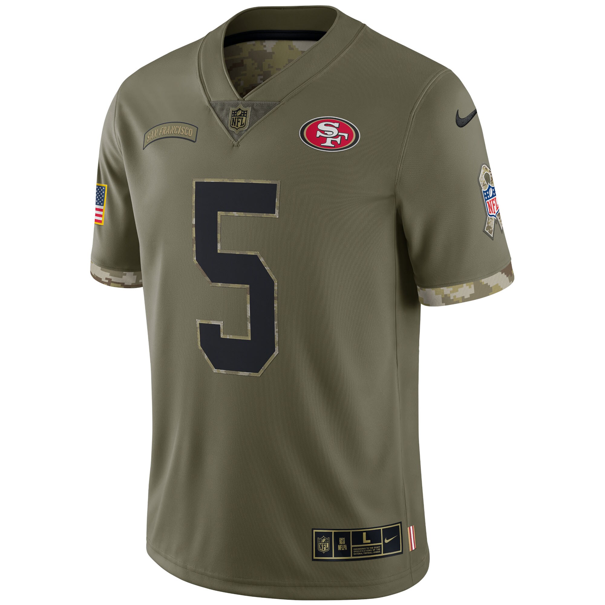 Trey Lance San Francisco 49ers  2022 Salute To Service Limited Jersey - Olive
