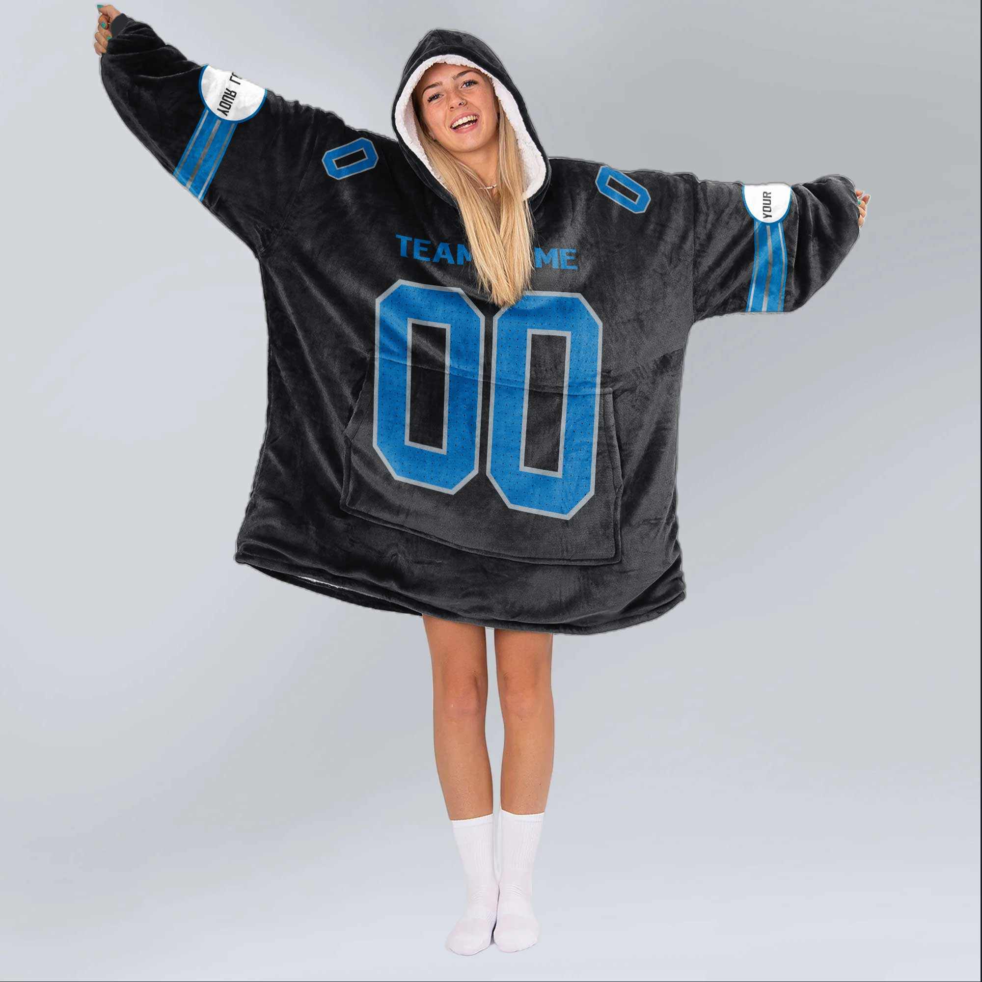 Adult Custom Blanket Hoodie Detroit Inspired Color