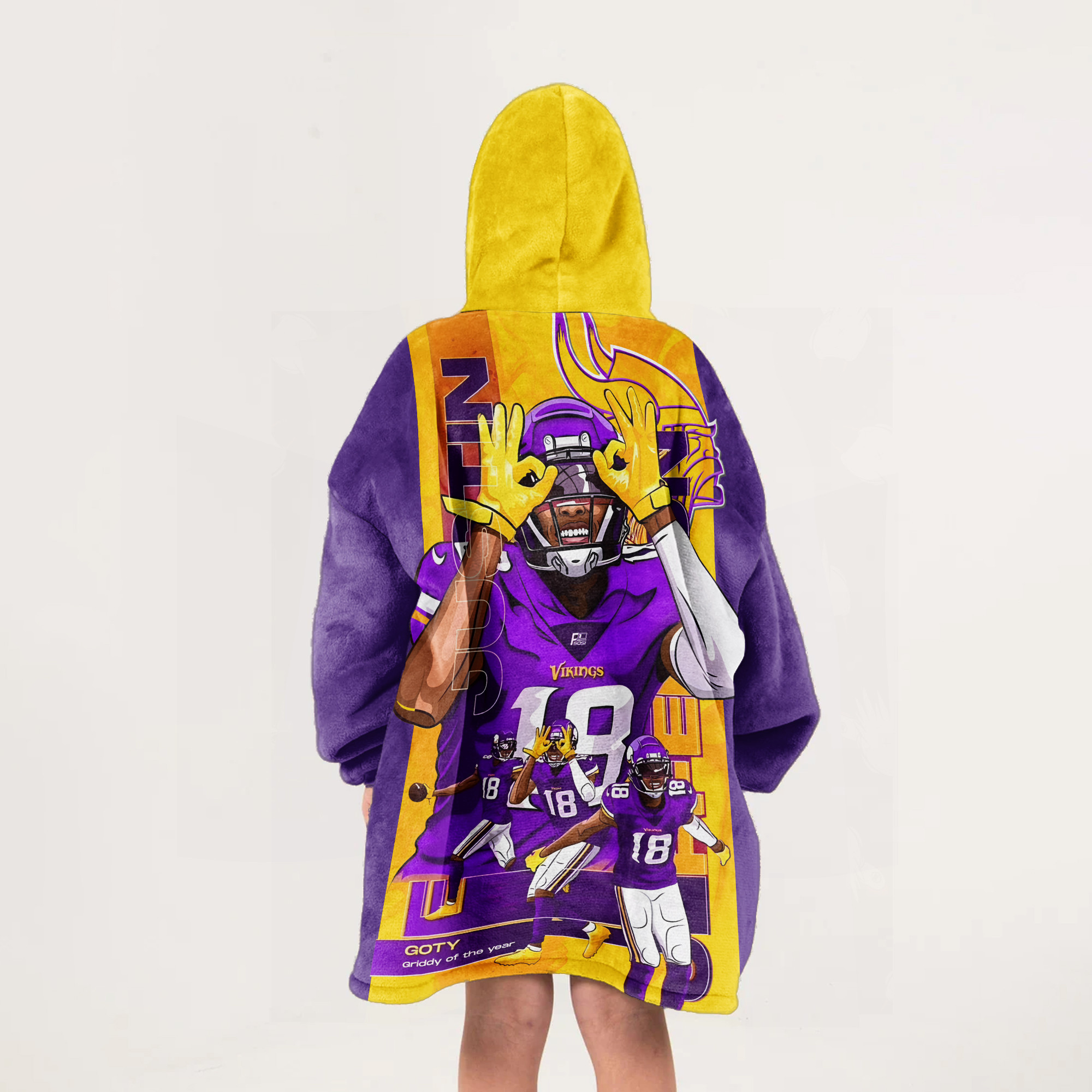 Adult JJ 18 Minnesota Football Unisex Blanket Hoodie