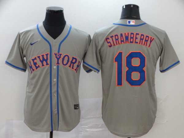 Men's New York Mets #18 Darryl Strawberry Gray Stitched MLB Cool Base  Jersey