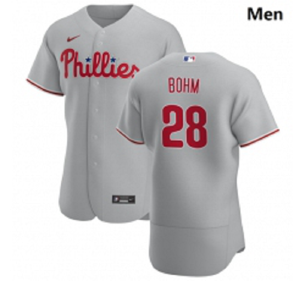 Philadelphia Phillies #28 Alec Bohm Men  Gray Road 2020 Player MLB Jersey