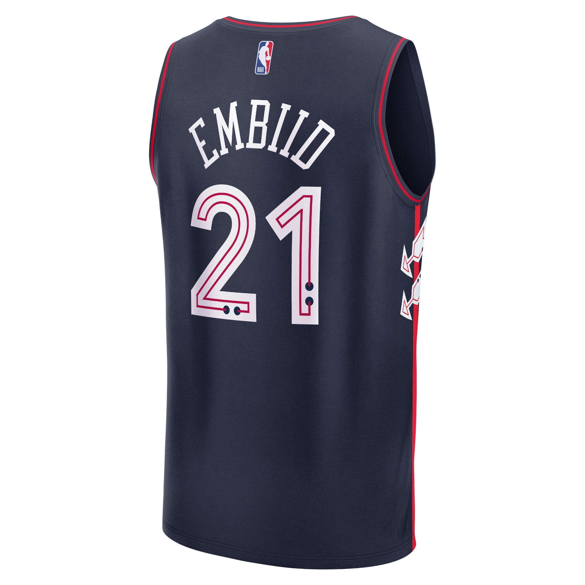 Youth Philadelphia 76ers Joel Embiid  Navy 2023/24 Fast Break Jersey - City Edition