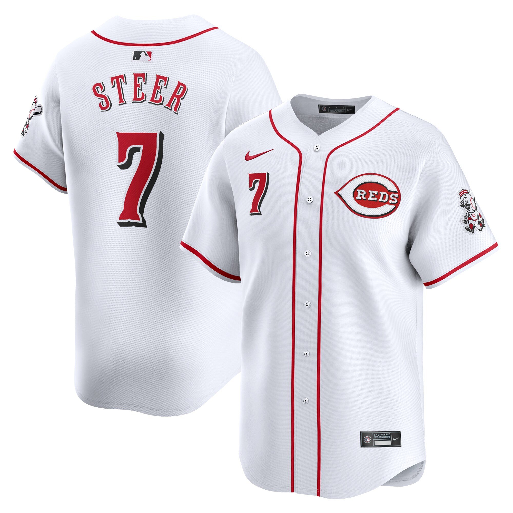 Men's Cincinnati Reds #7 Spencer Steer  White Home Limited Player Jersey
