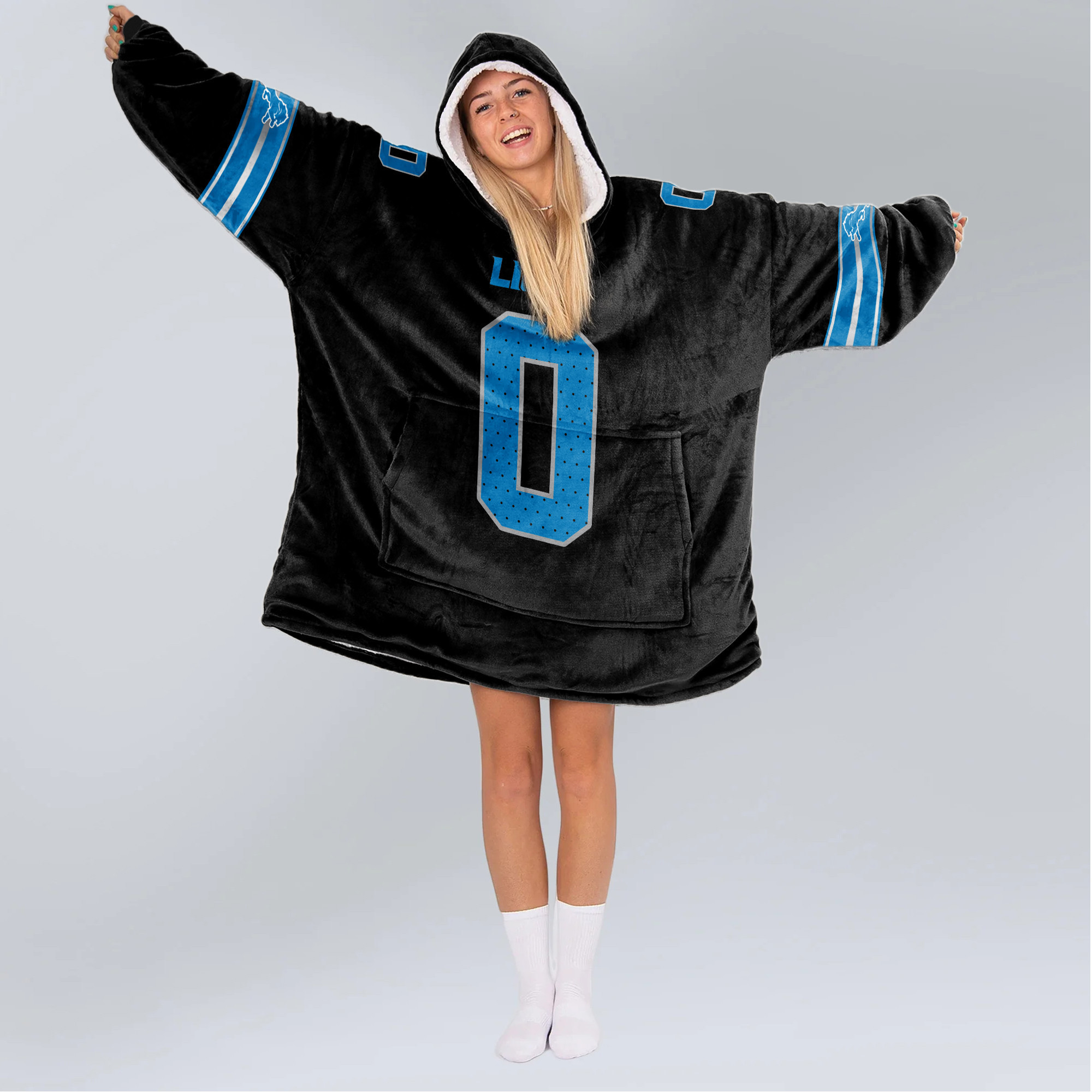 Adult 0 Detroit Football Unisex Blanket Hoodie
