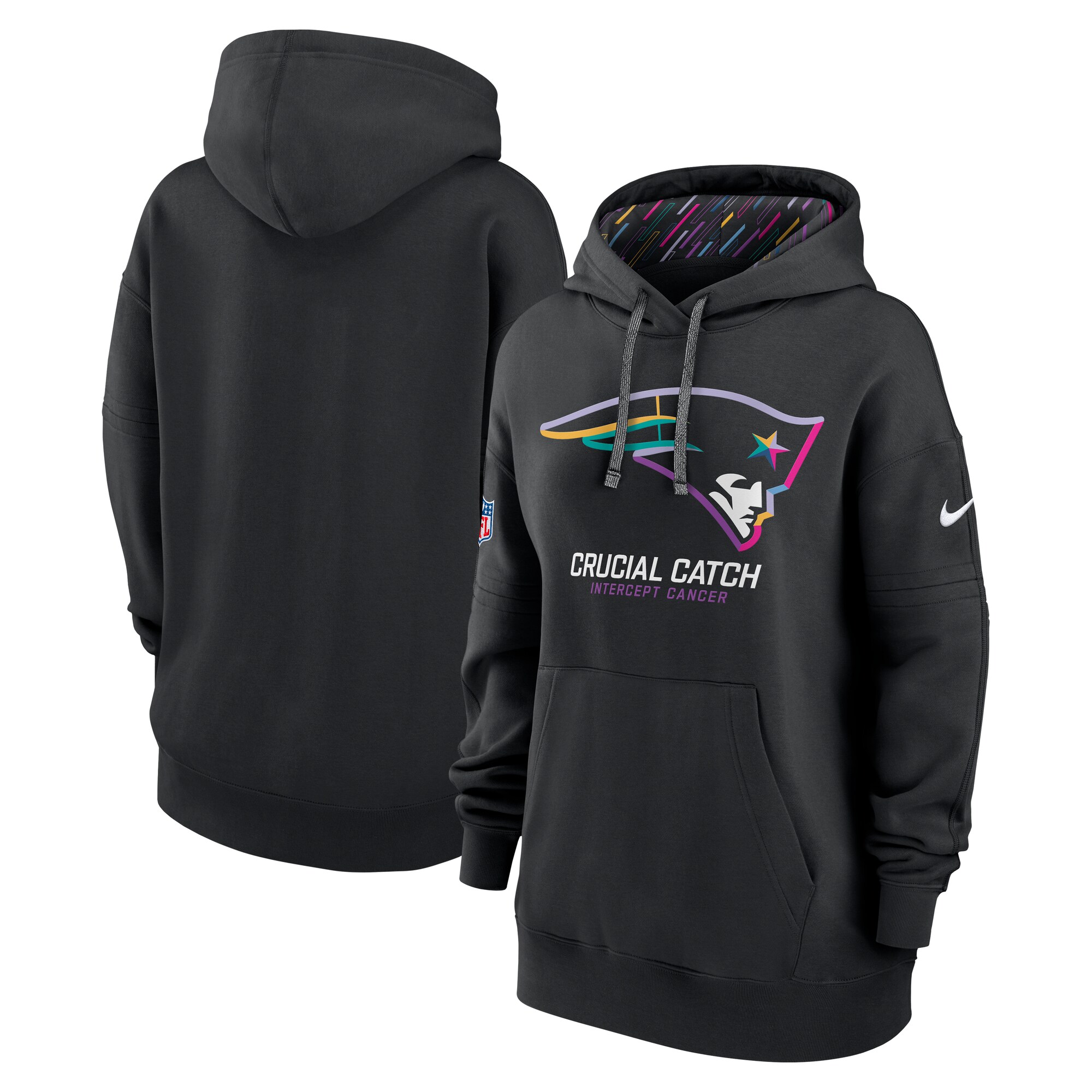 New England Patriots Women's 2024 NFL Crucial Catch Club Pullover Hoodie - Black