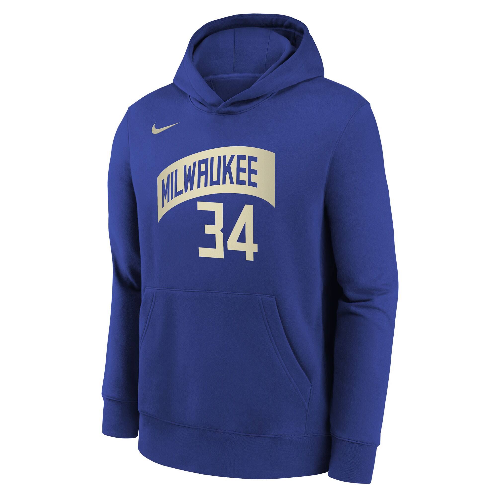 Youth Milwaukee Bucks Giannis Antetokounmpo  Royal 2023/24 City Edition Name & Number Pullover Hoodie