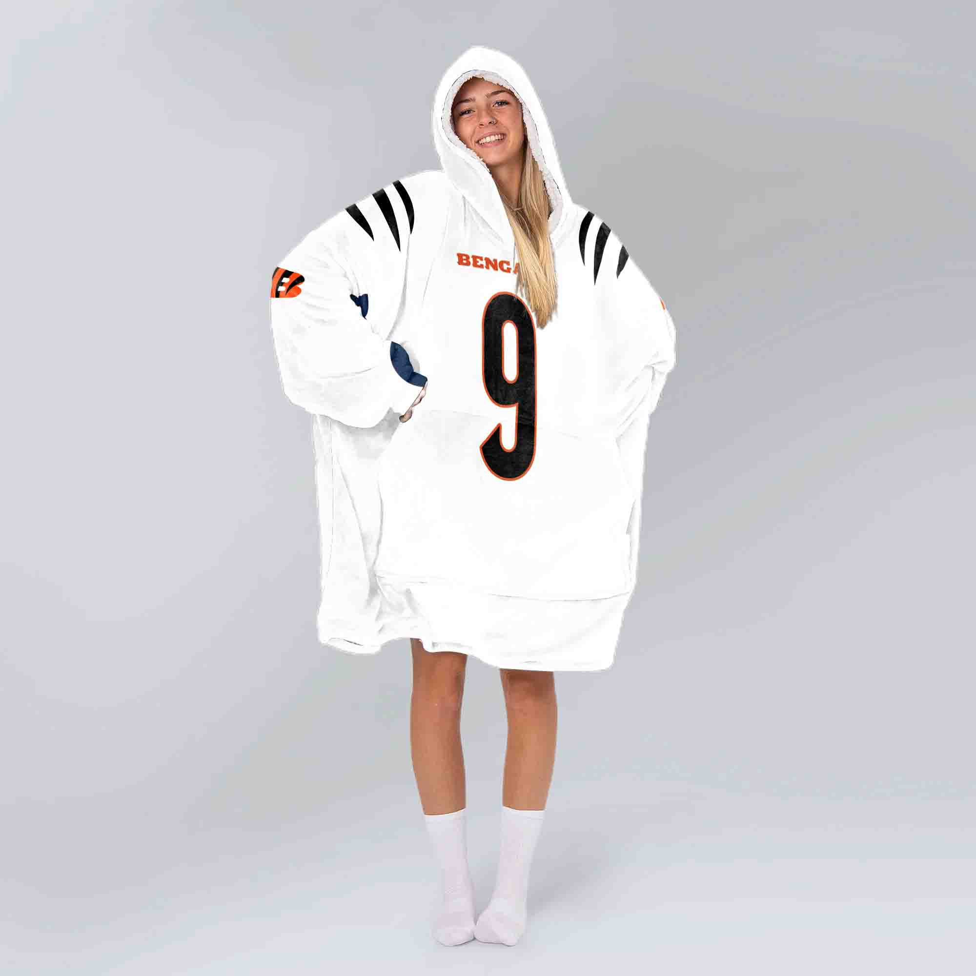 Adult J.B 9 Cincinnati Football Unisex Blanket Hoodie
