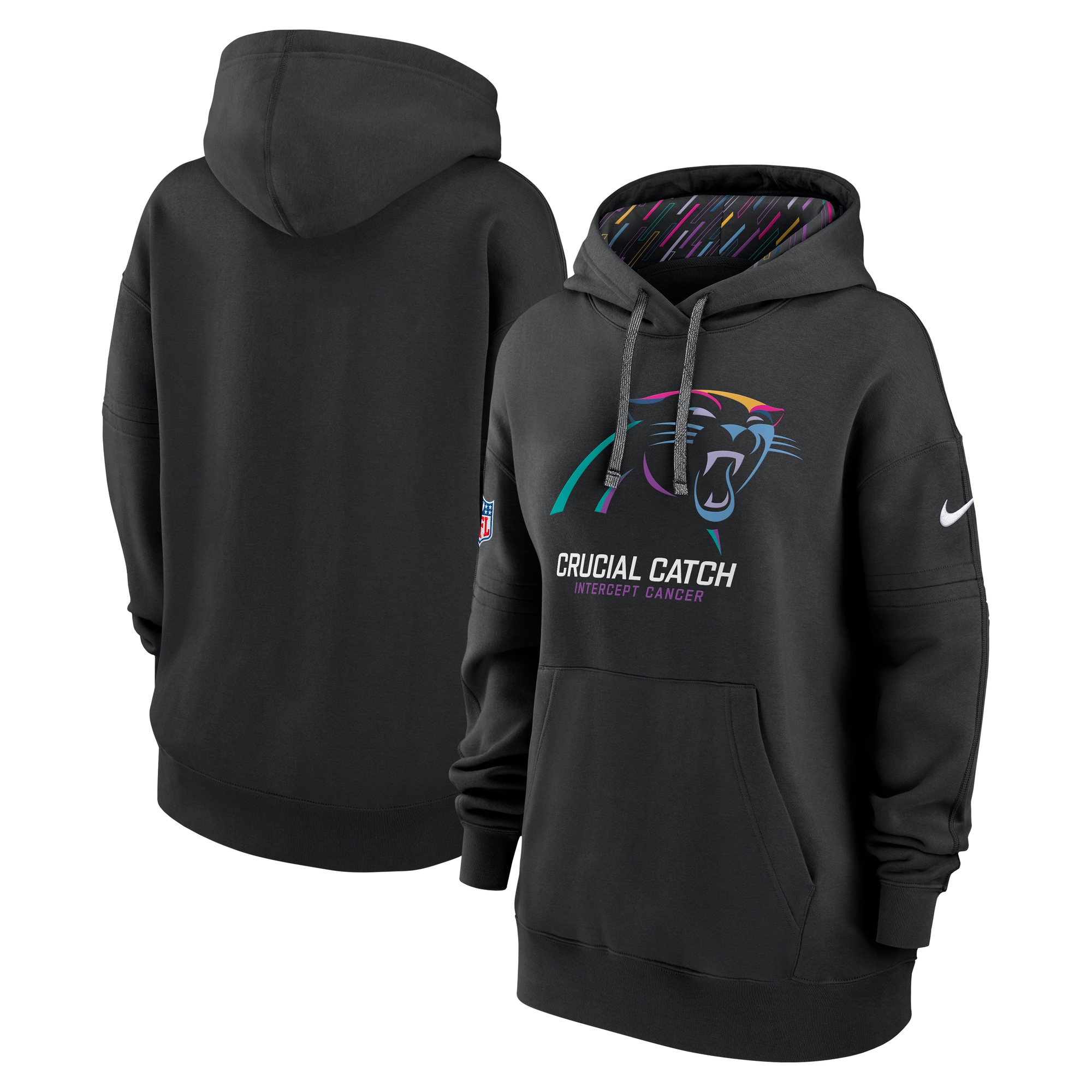 Carolina Panthers Women's 2024 NFL Crucial Catch Club Pullover Hoodie - Black