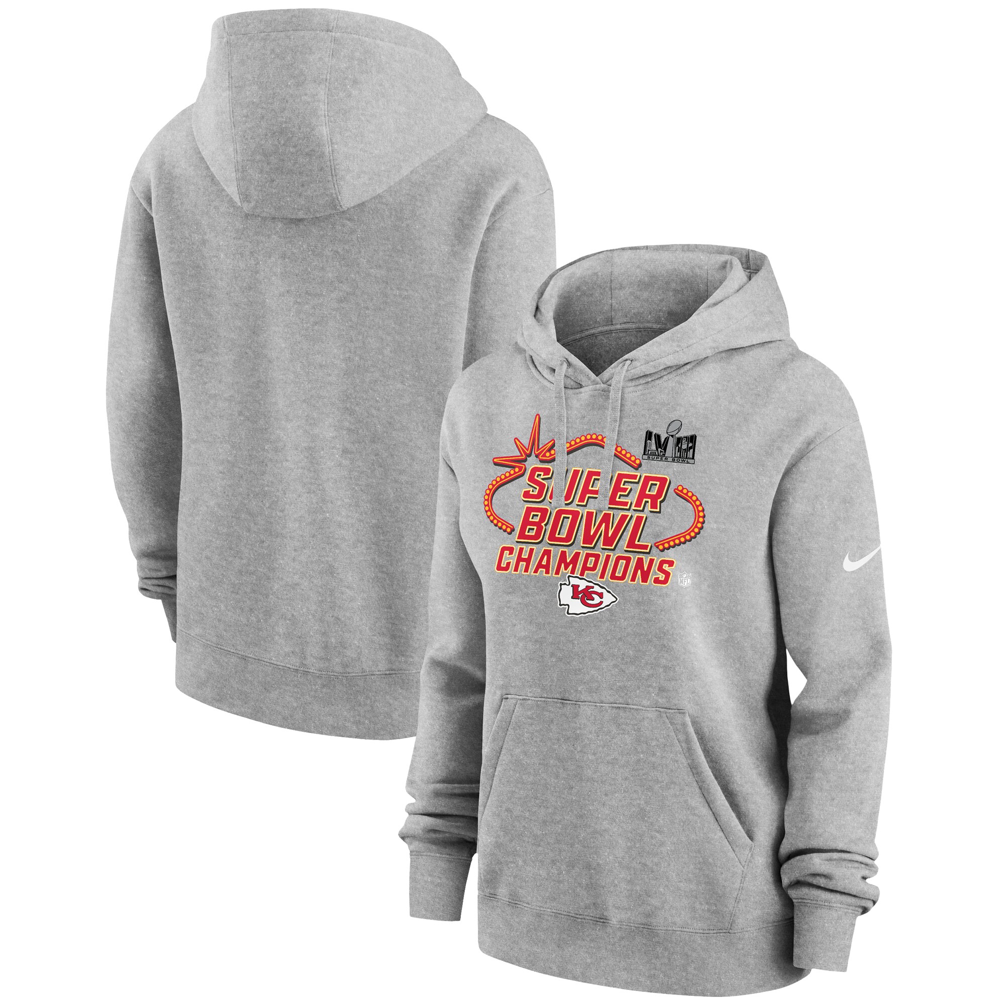 Kansas City Chiefs Women's Super Bowl LVIII Champions Locker Room Trophy Collection Pullover Hoodie - Heather Gray