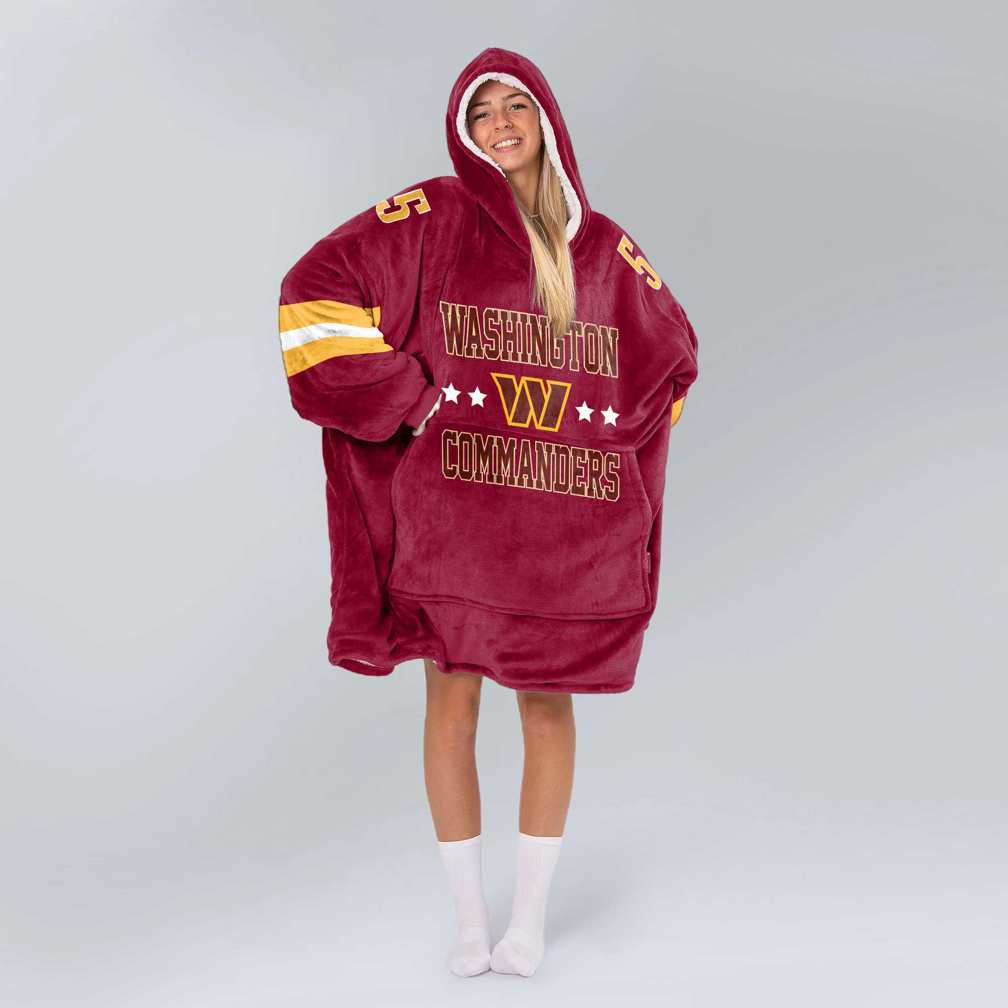 Adult 5 Washington Football Unisex Blanket Hoodie