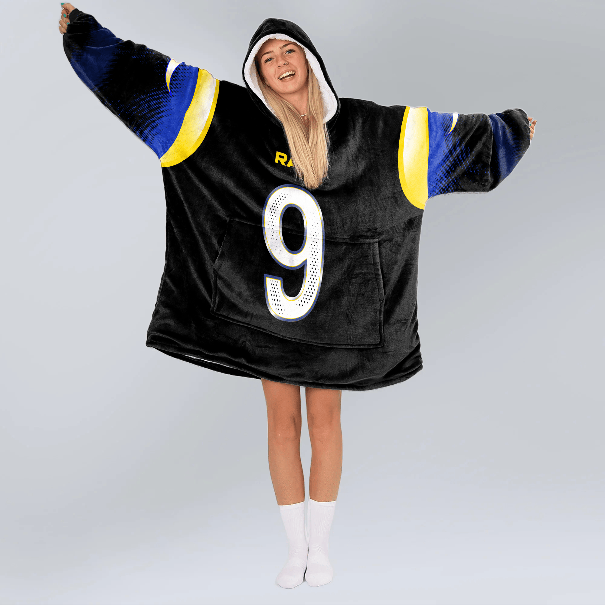Adult M.S 9 Los Angeles R Football Unisex Blanket Hoodie