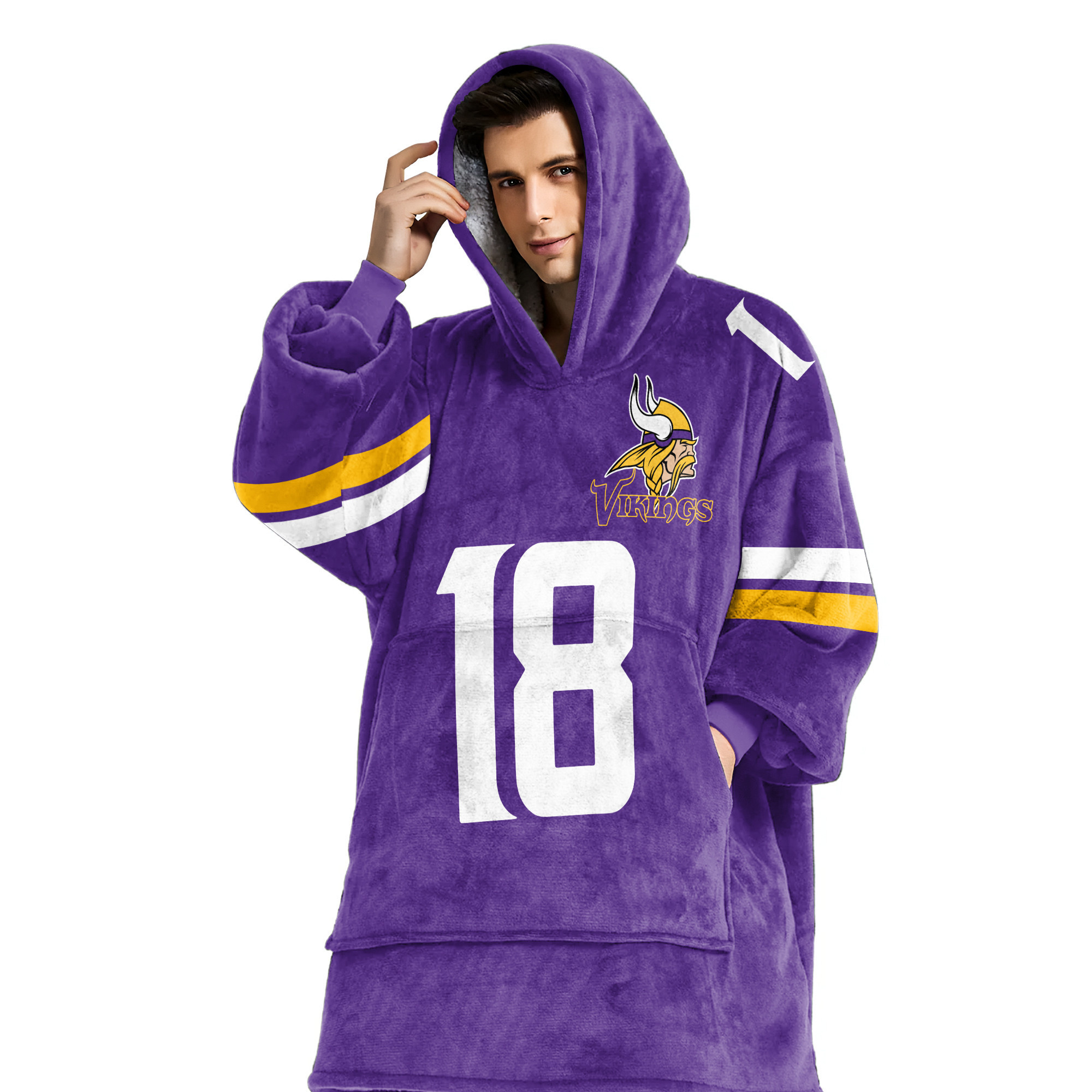 Adult JJ 18 Minnesota Football Unisex Blanket Hoodie