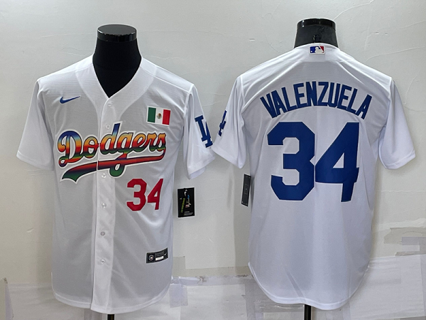 Men's  Los Angeles Dodgers #34 Fernando Valenzuela White Stitched Cool Base MLB Jersey