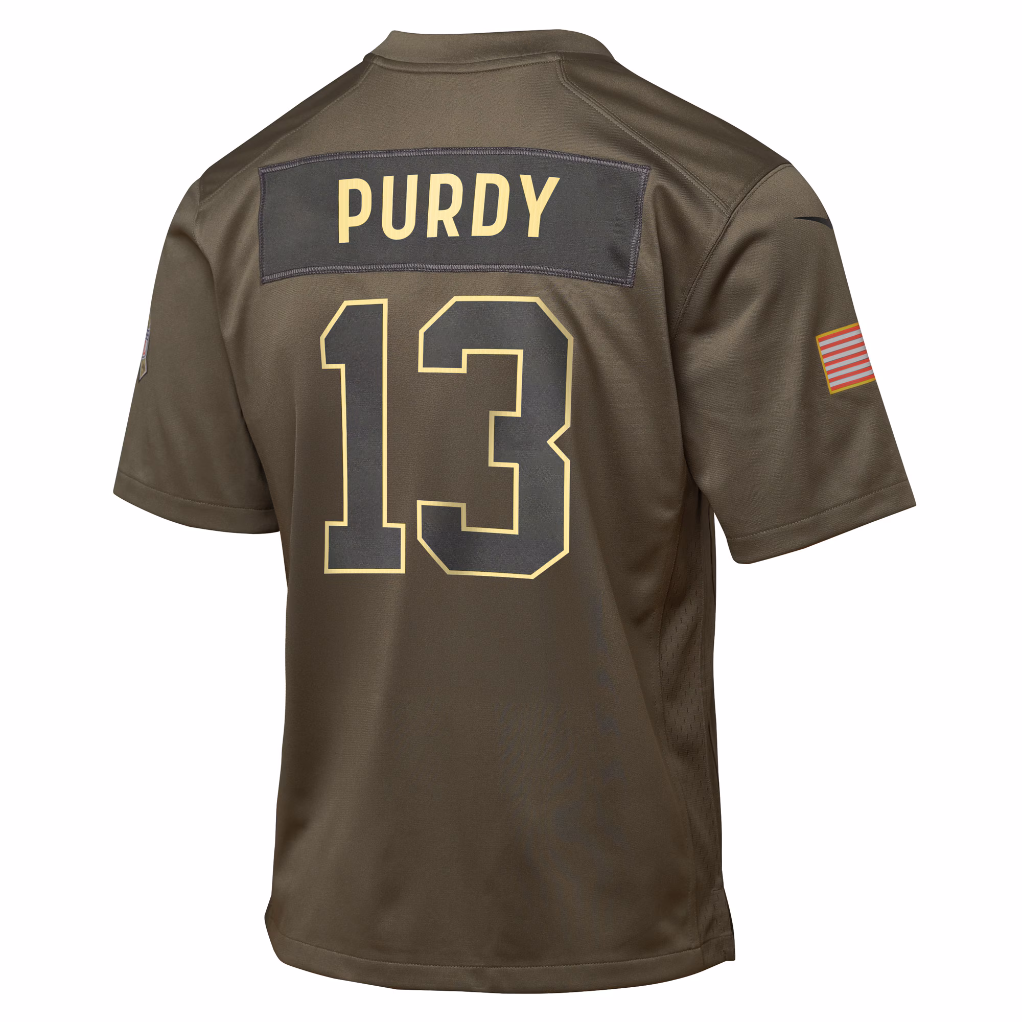 Youth San Francisco 49ers #13 Brock Purdy Olive 2025 Salute to Service Game Jersey