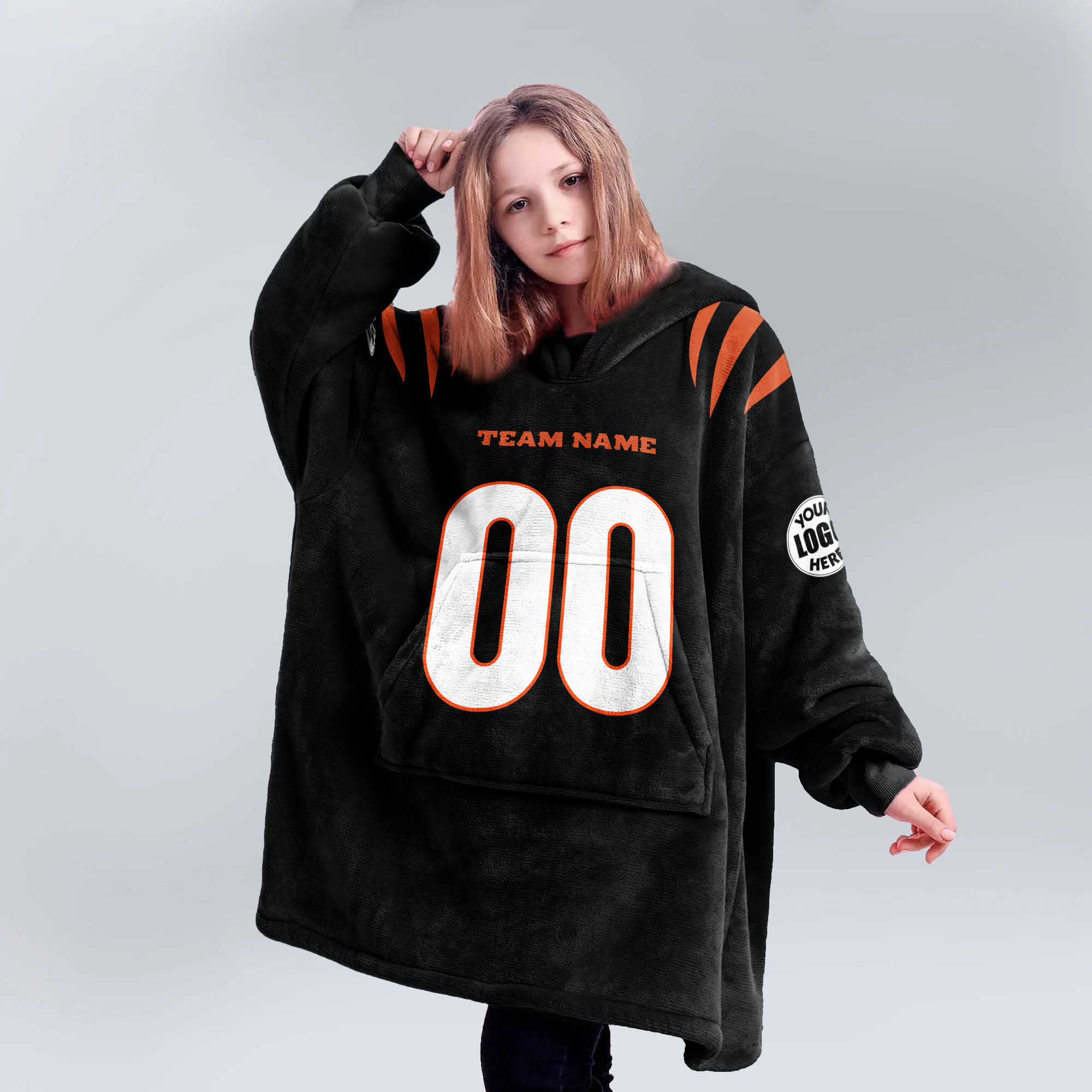 Adult Custom Blanket Hoodie Cincinnati Inspired Color